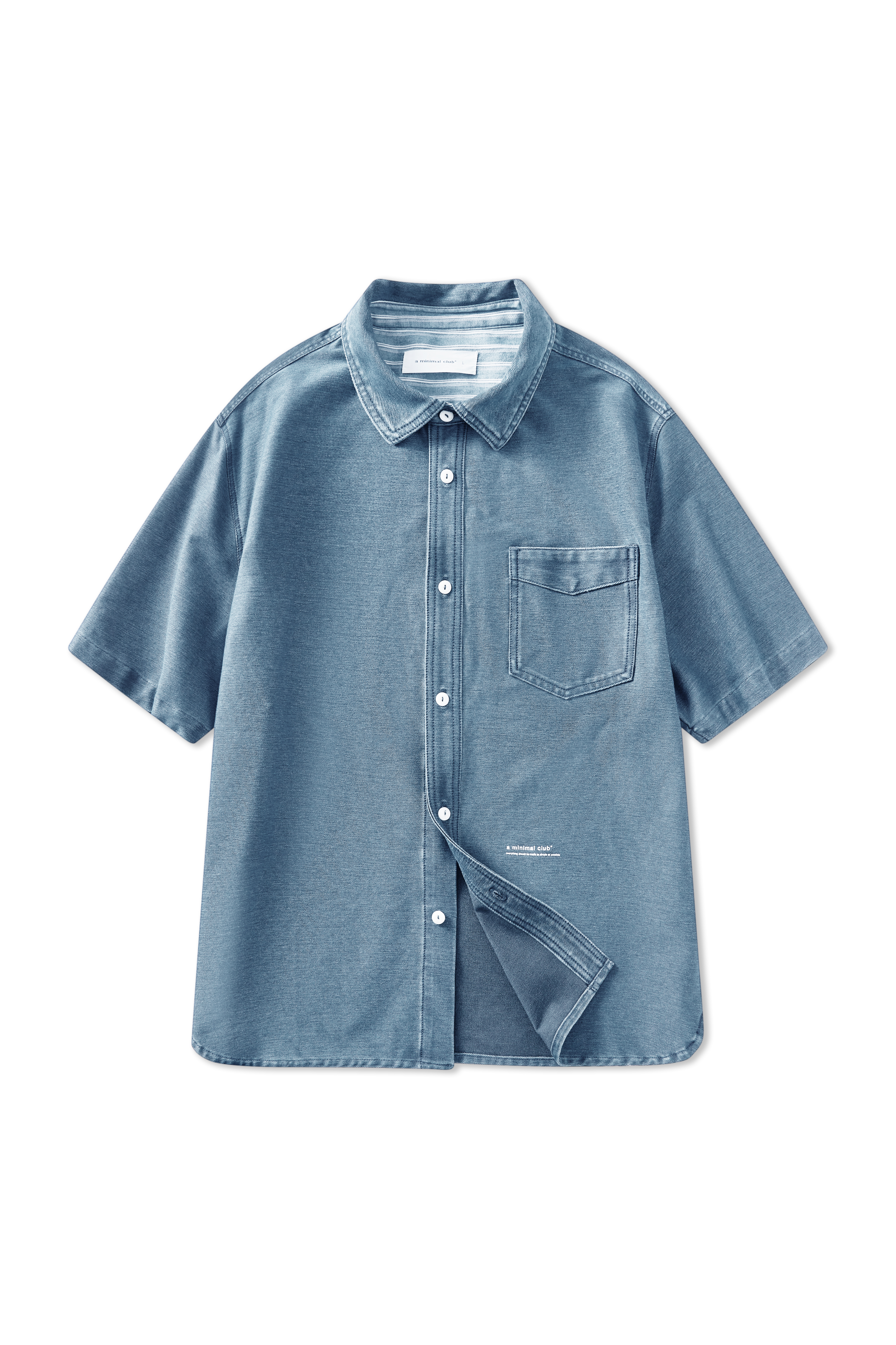 A MINIMAL CLUB LOGO GRAY-BLUE DENIM SHIRT AM65SH02GB