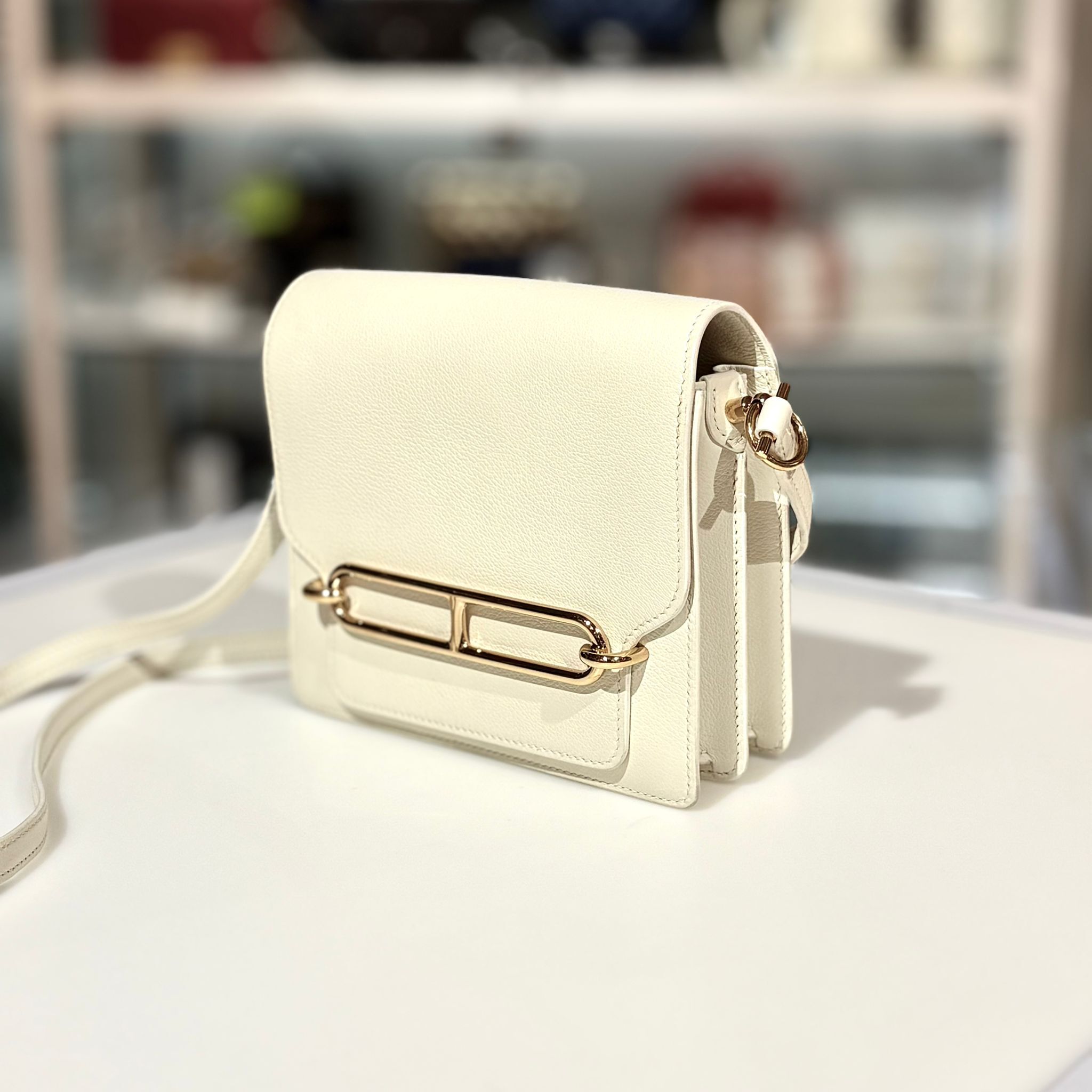 全新HERMES ROULIS MINI EVERCOLOUR 01 新白色 金扣 Z刻 #豬鼻子#BRAND NEW #香榭站正品