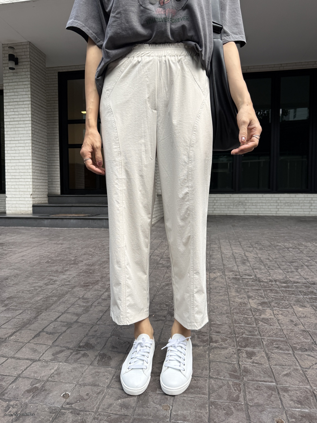 正韓Icy涼爽車線薄款滑面褲 (米)