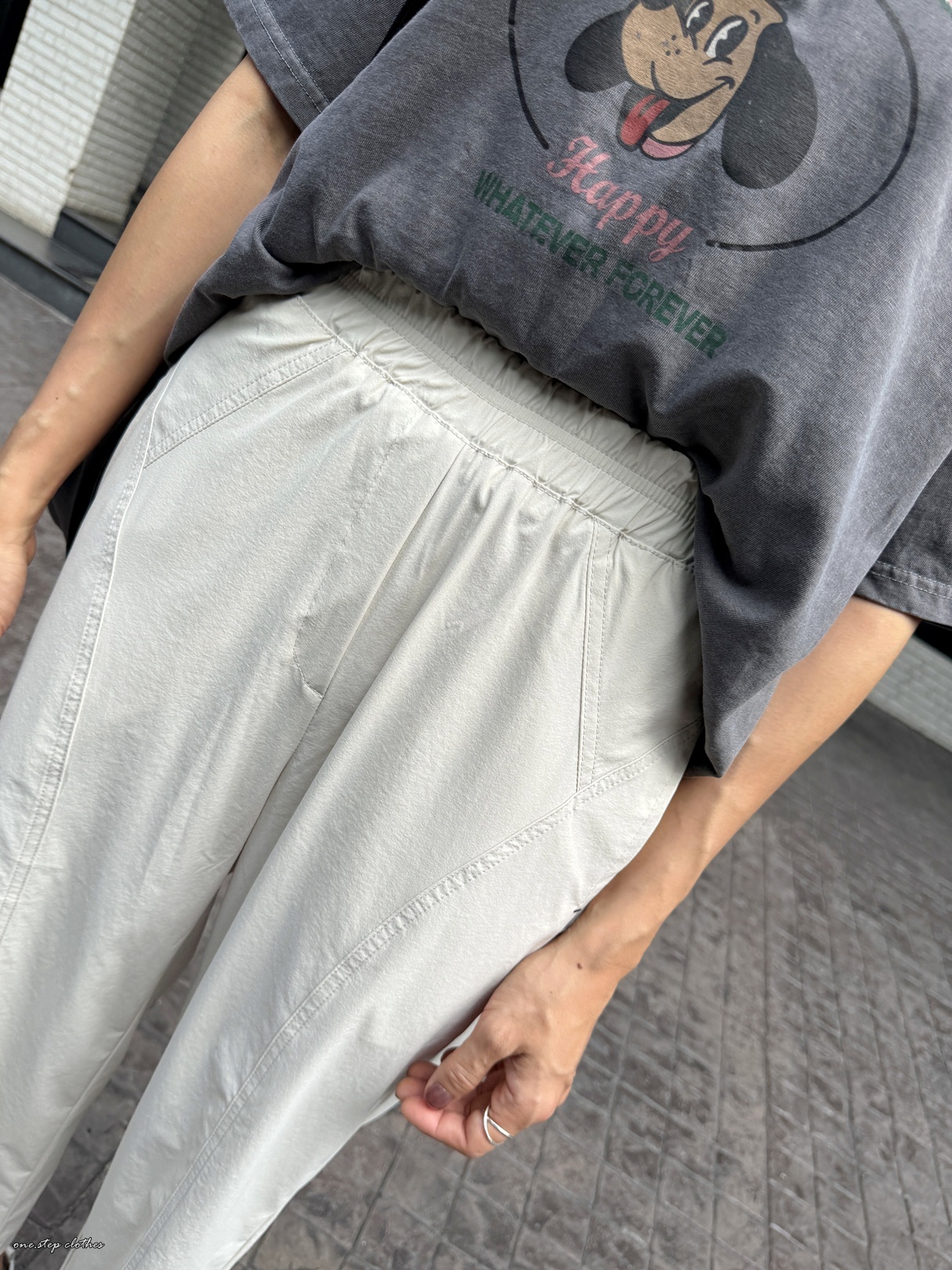 正韓Icy涼爽車線薄款滑面褲 (米)