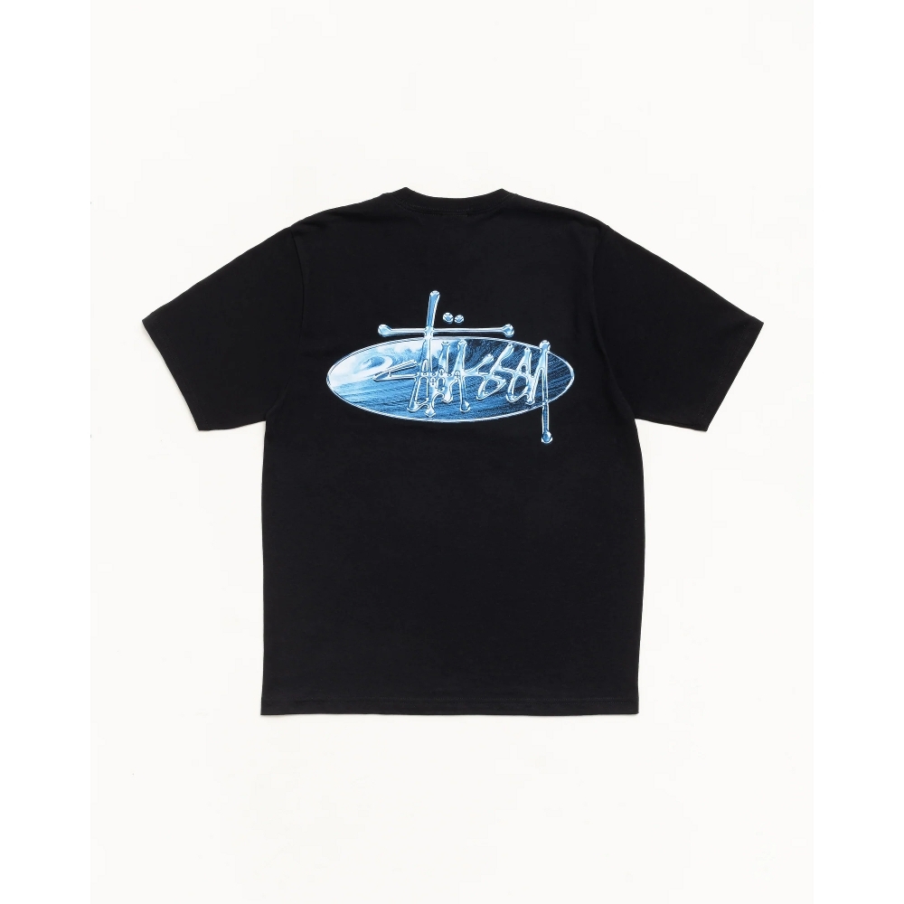 Stussy WAVE OVAL TEE 短T 黑色 白色