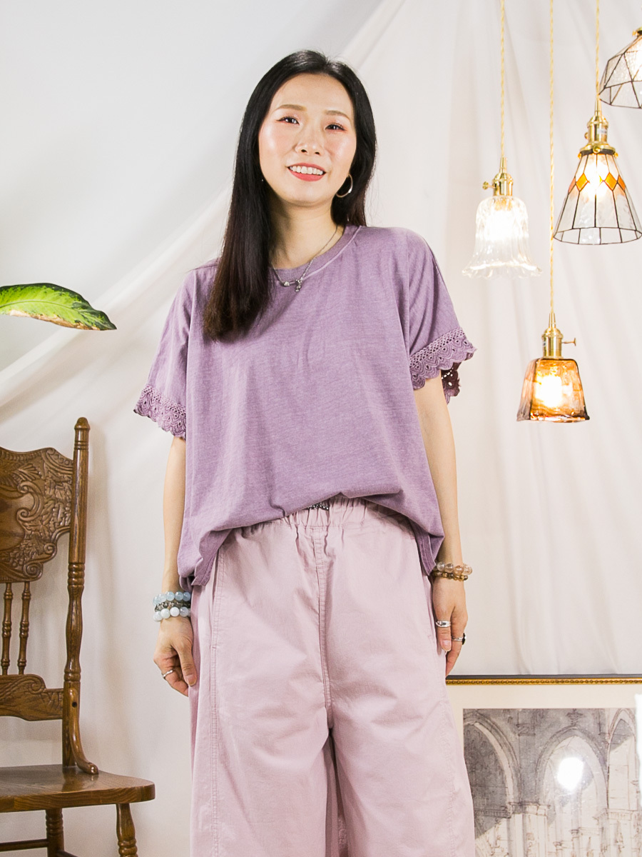 【19/6-21/6 限時優惠】袖口LACE．COTTON料TOP【感謝祭滿$580送禮物，無上限】