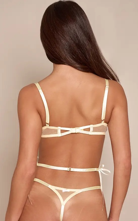 Lemon奶油檸檬色 Cutout蕾絲緞帶Bodysuit