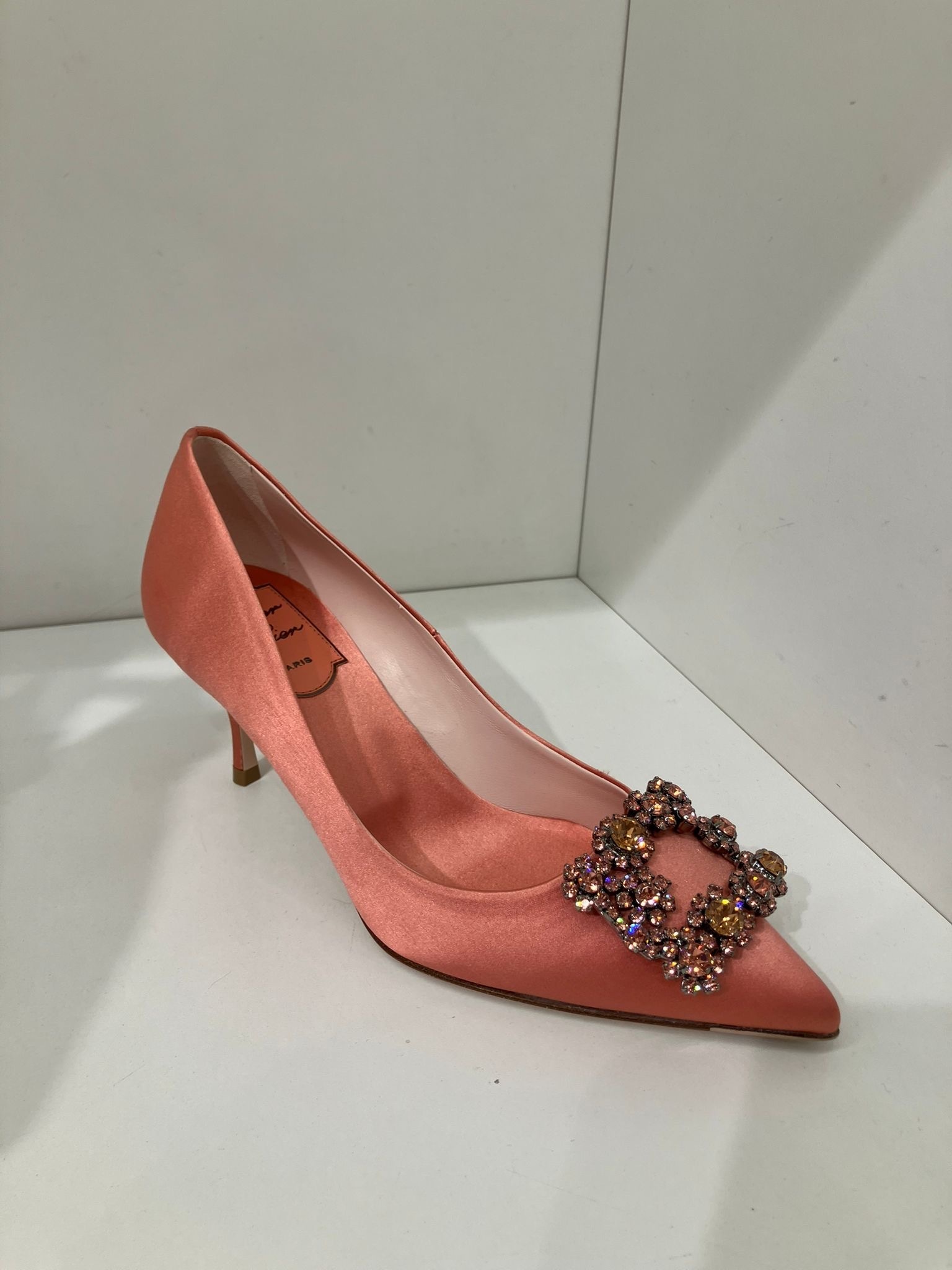 Roger Vivier RV flower strass efflorescence Heels pink orange