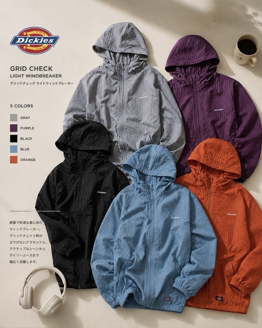 ｜緊急開團❗️| Dickies 輕量 Grid Check 格紋連帽風衣