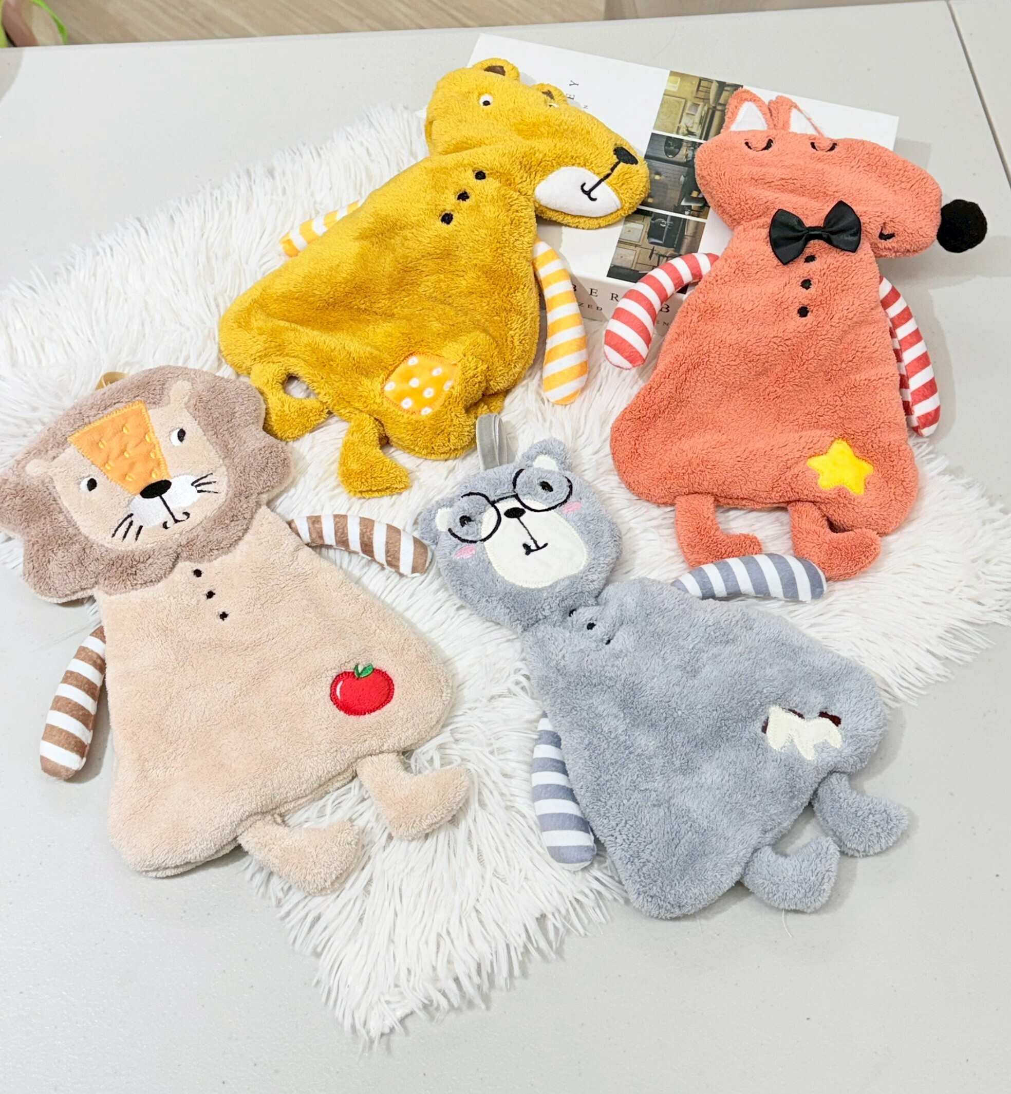 『4入組』條紋動物擦手巾『約36*18cm』((不列入會員折扣))
