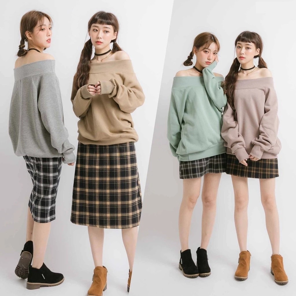#預購 SBG 女款 大學T 長袖大學T 露肩上衣 一字領上衣 T1315 七色