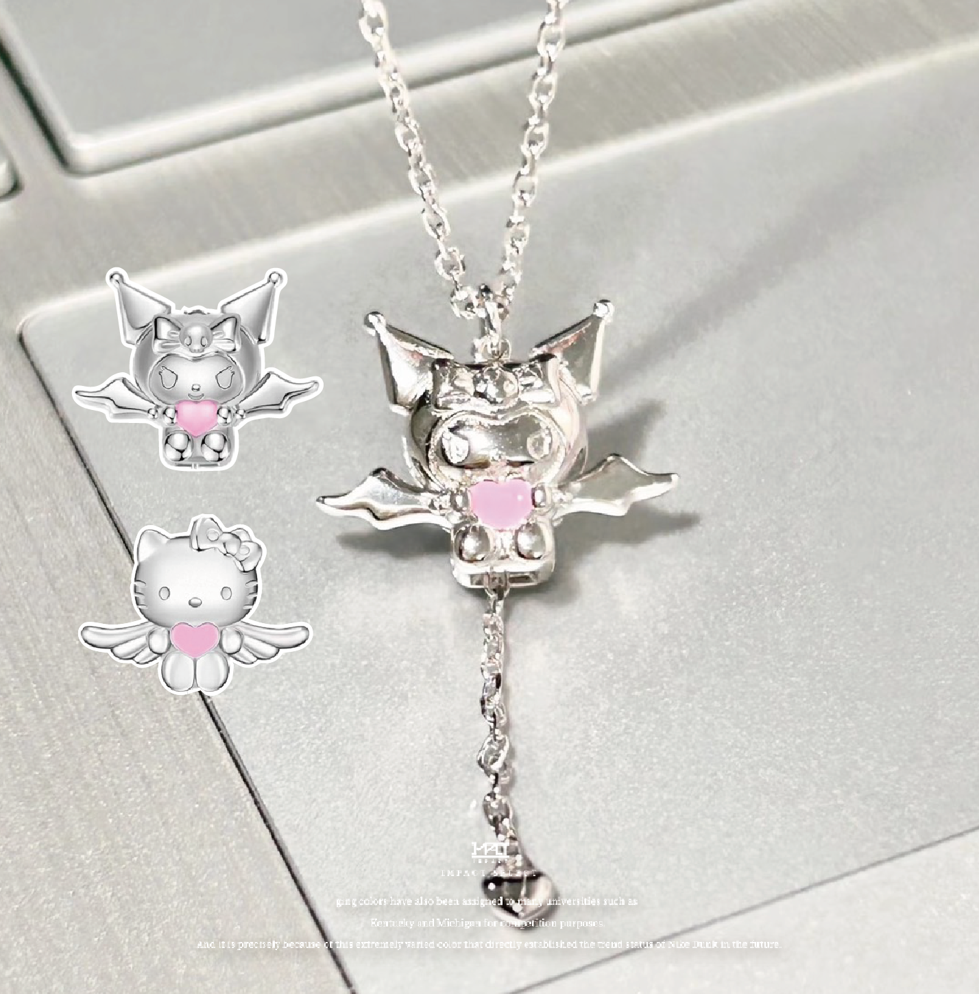 Sanrio x tidecolor 愛之天使 凱蒂貓 愛之惡魔 庫洛米 925銀 可動式項鍊 禮盒