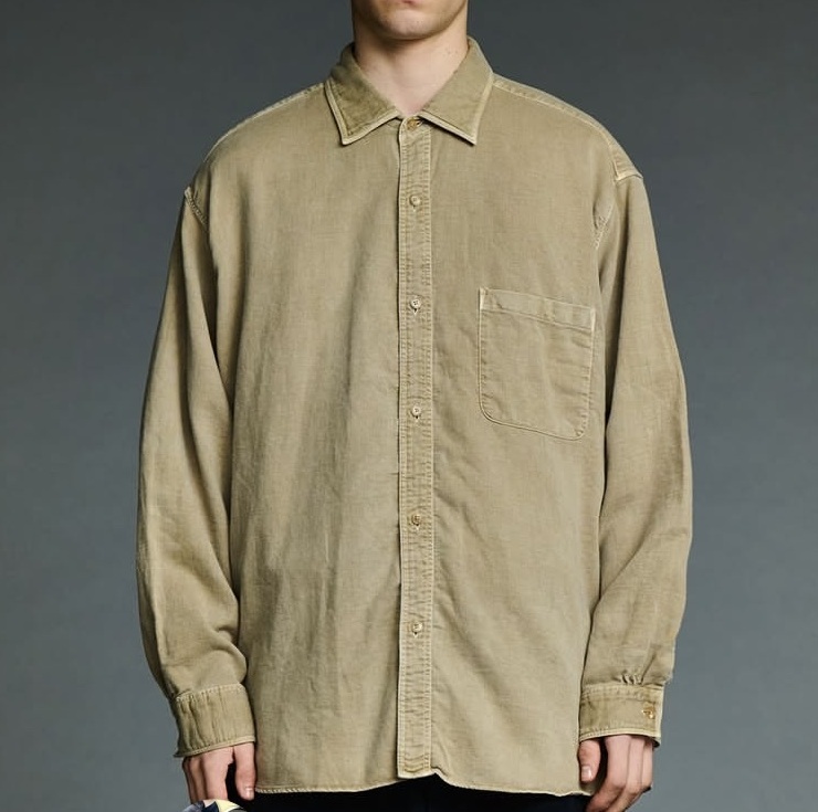LAST PCS: A.PRESSE 2026 VINTAGE MOLESKIN SHIRT L/S - BEIGE SIZE 2 PRE ORDER ITEM (預訂中)