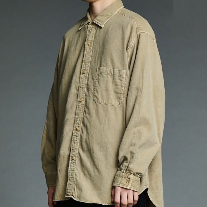LAST PCS: A.PRESSE 2026 VINTAGE MOLESKIN SHIRT L/S - BEIGE SIZE 2 PRE ORDER ITEM (預訂中)