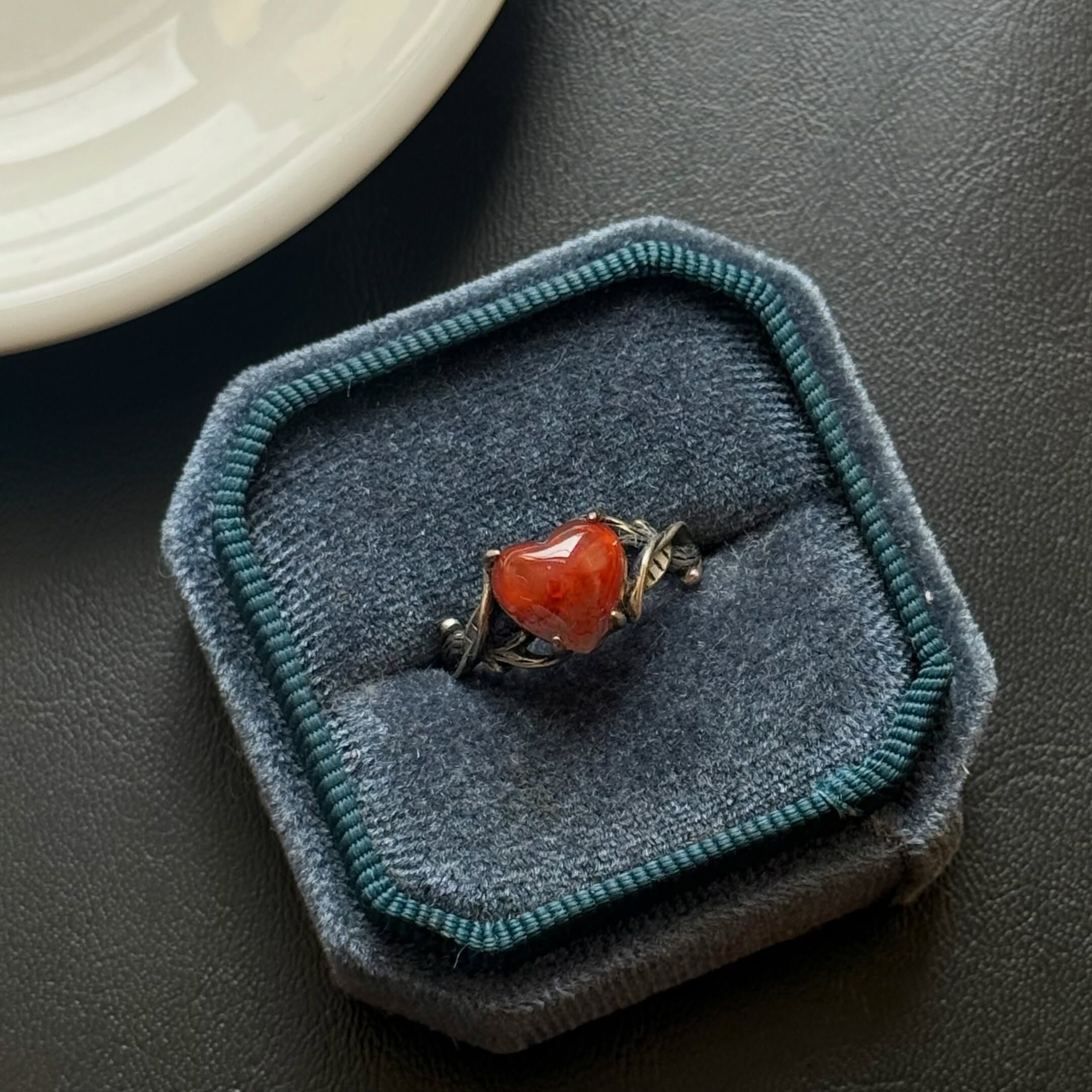 [原石] 硃砂瑪瑙 925銀戒指