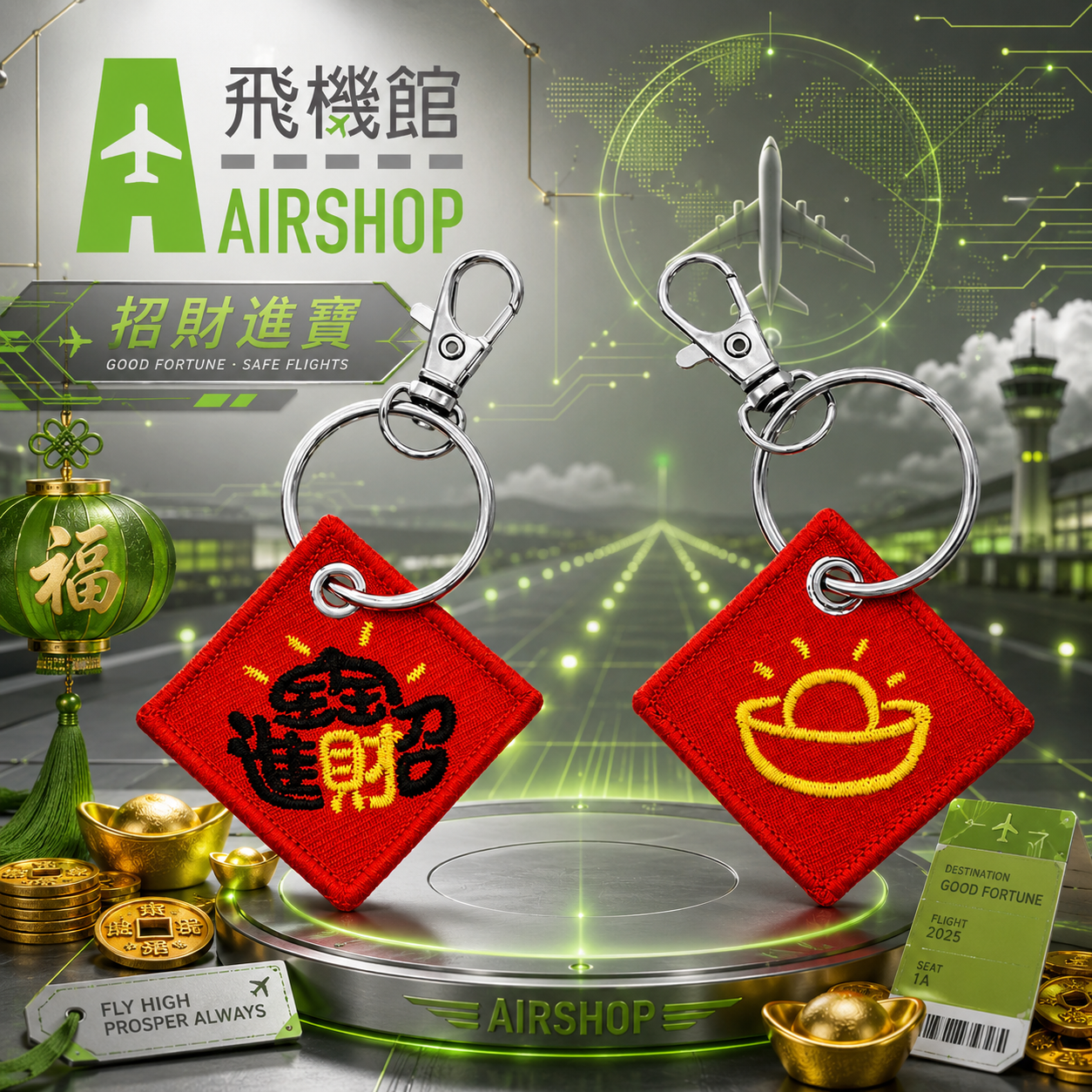 AIRSHOP 招財進寶-鑰匙圈 邊3.5cm