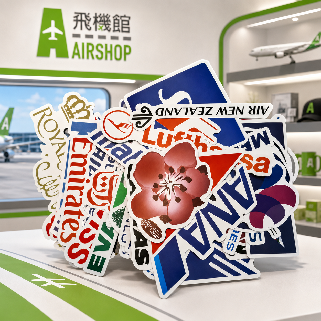 AIRSHOP 航空公司LOGO防水貼紙55入