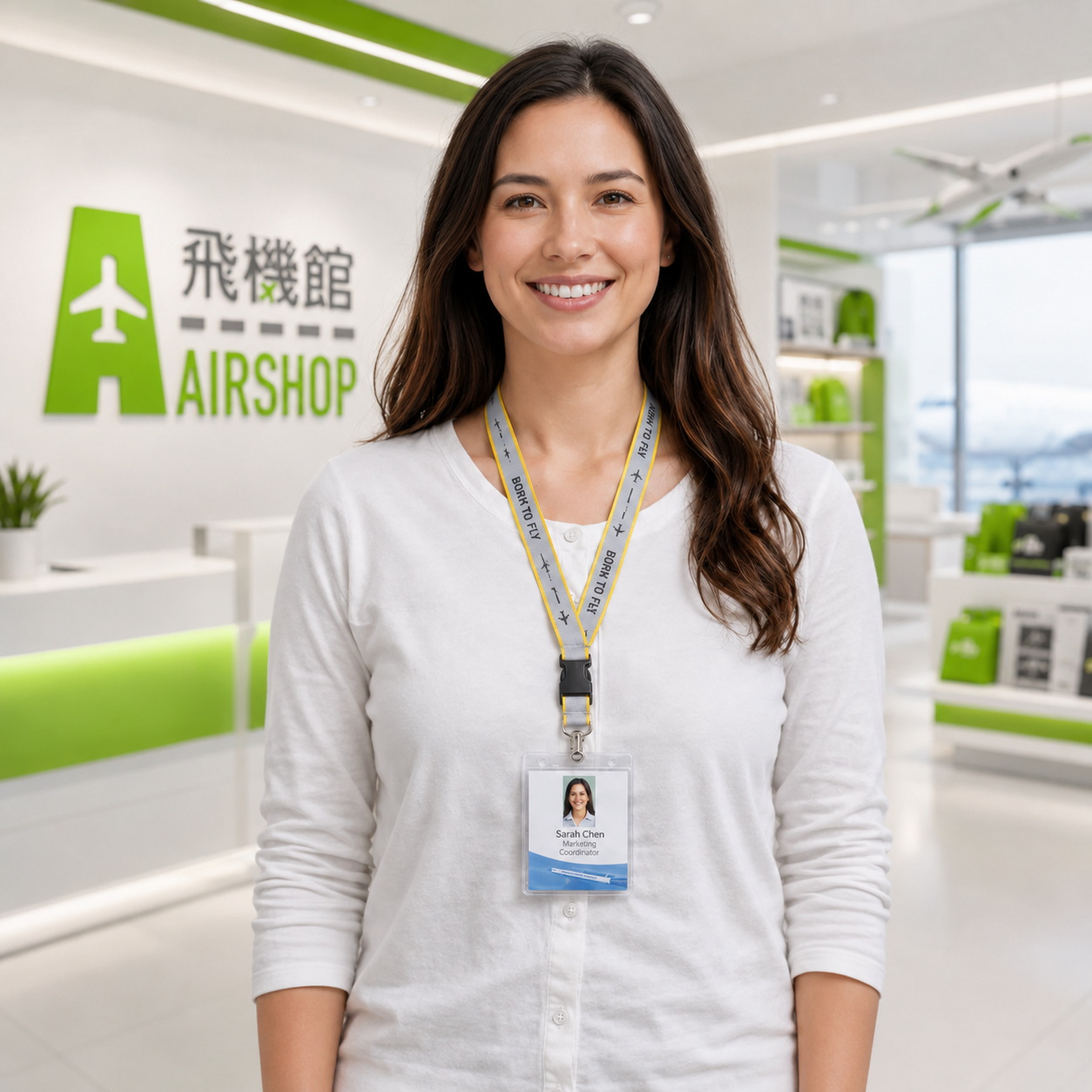 AIRSHOP BORN TO FLY 黃色反光掛繩 含透明壓克力殼