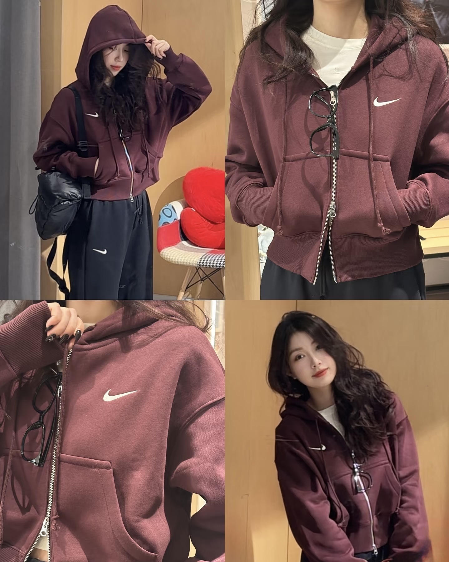 【預購】 Nike H0619888 衛衣外套（棗紅色）