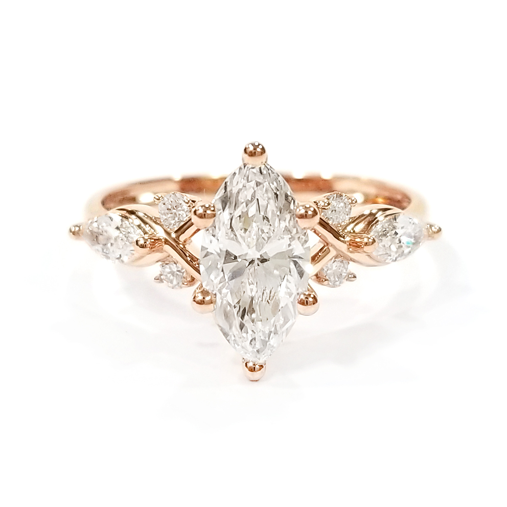 14K Rose Gold  Lab Grown Maquise shape Diamond  Ring