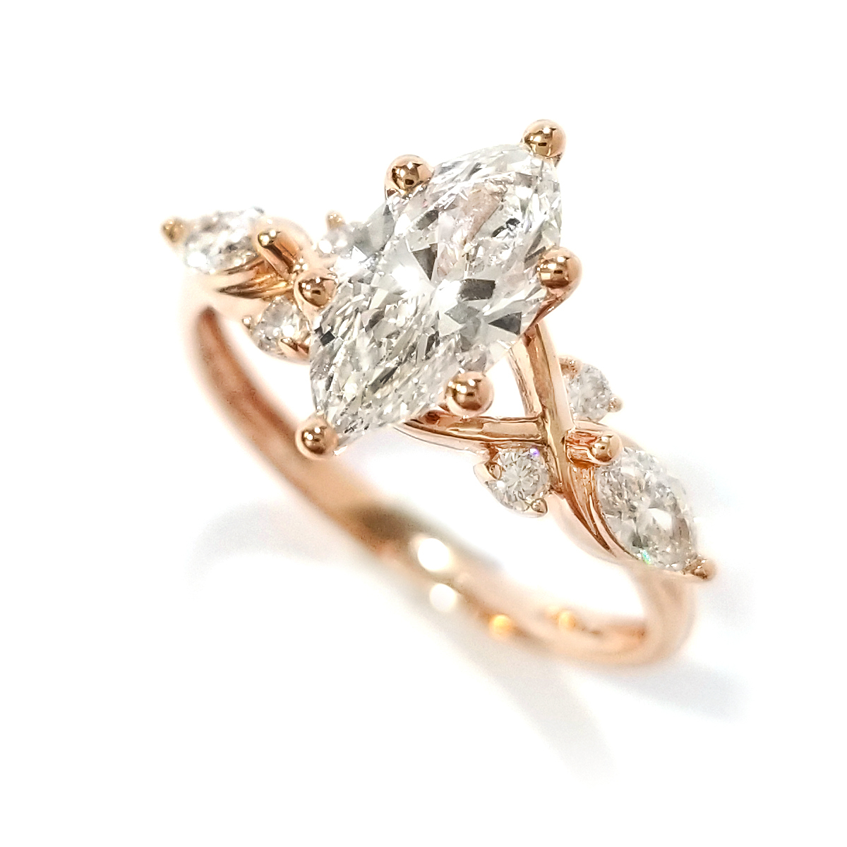 14K Rose Gold  Lab Grown Maquise shape Diamond  Ring