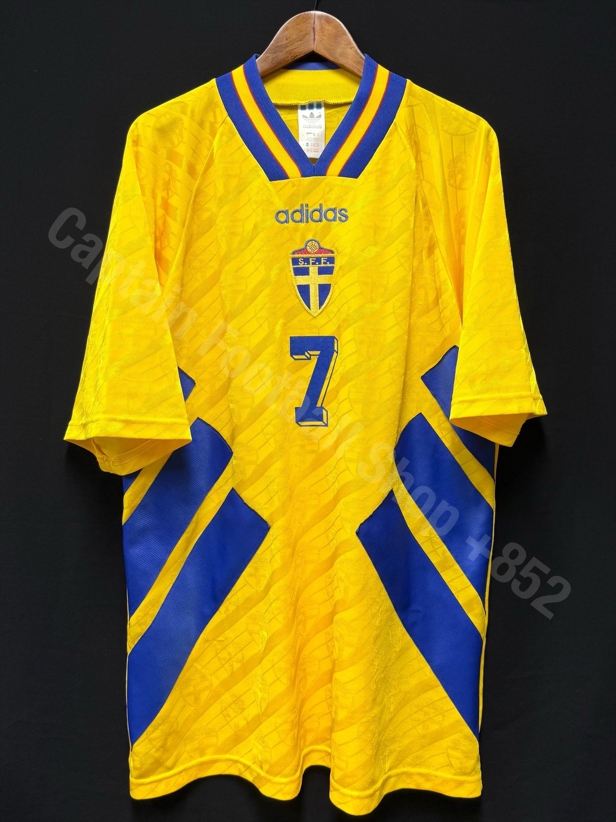 Sweden 1994 FIFA World Cup Adidas Home Shirt #7 LARSSON