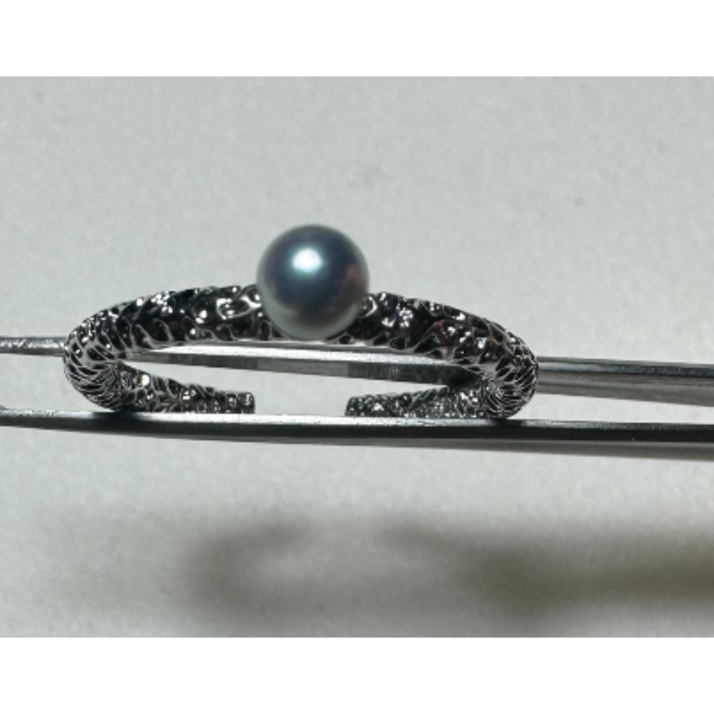 HKAG0619-108 日本AKOYA (近圓)真多麻海水珍珠戒指(銀)4.0MM+銅配鍍S925銀 (A8)