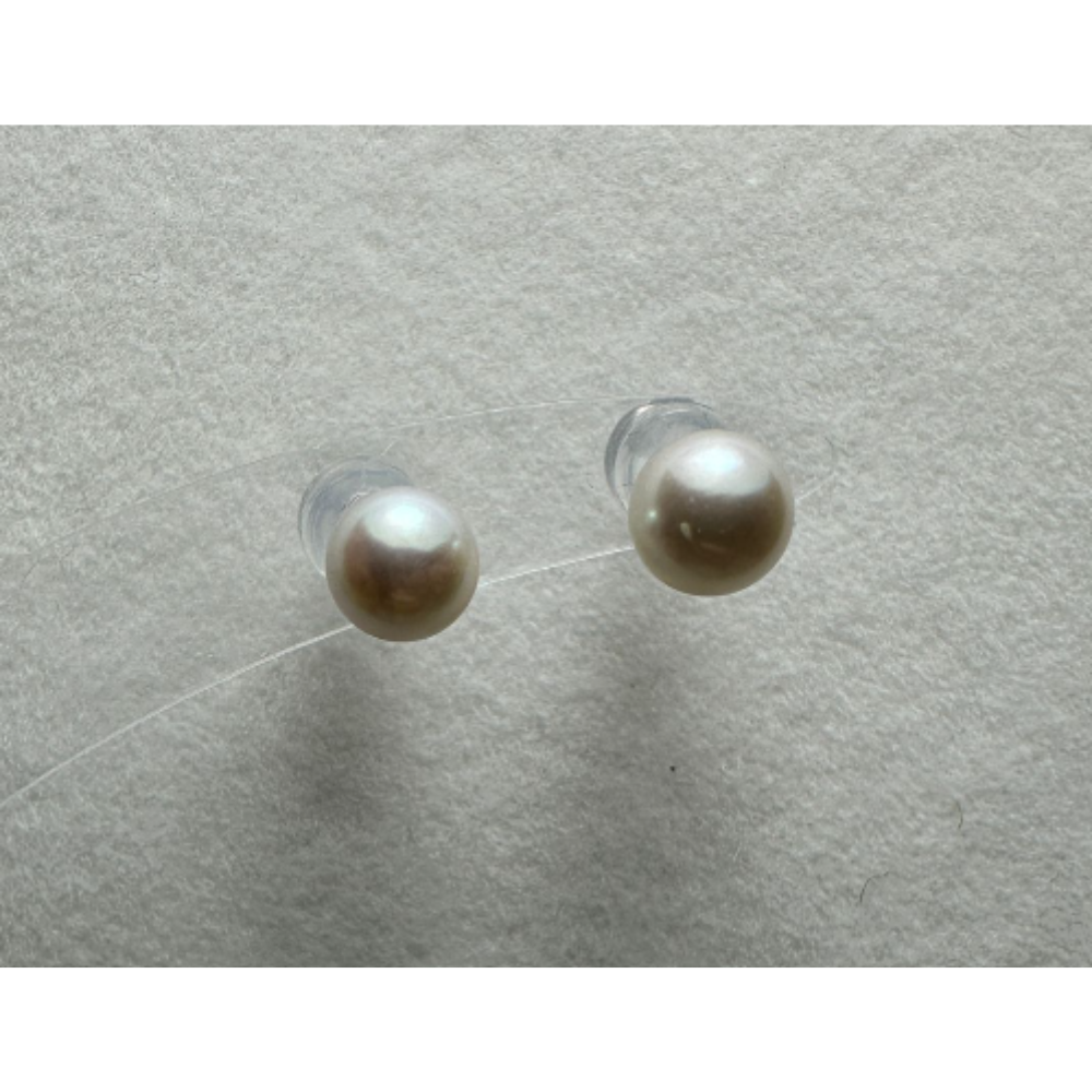 HKAG0619-112 *有調色* 日本AKOYA 海水珍珠耳環 (S925) (銀)灰色 強粉紫光 5MM UP(A12)