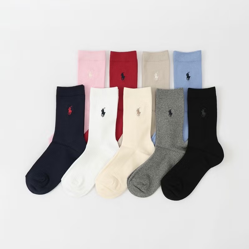 Polo 小logo 刺繡中筒襪