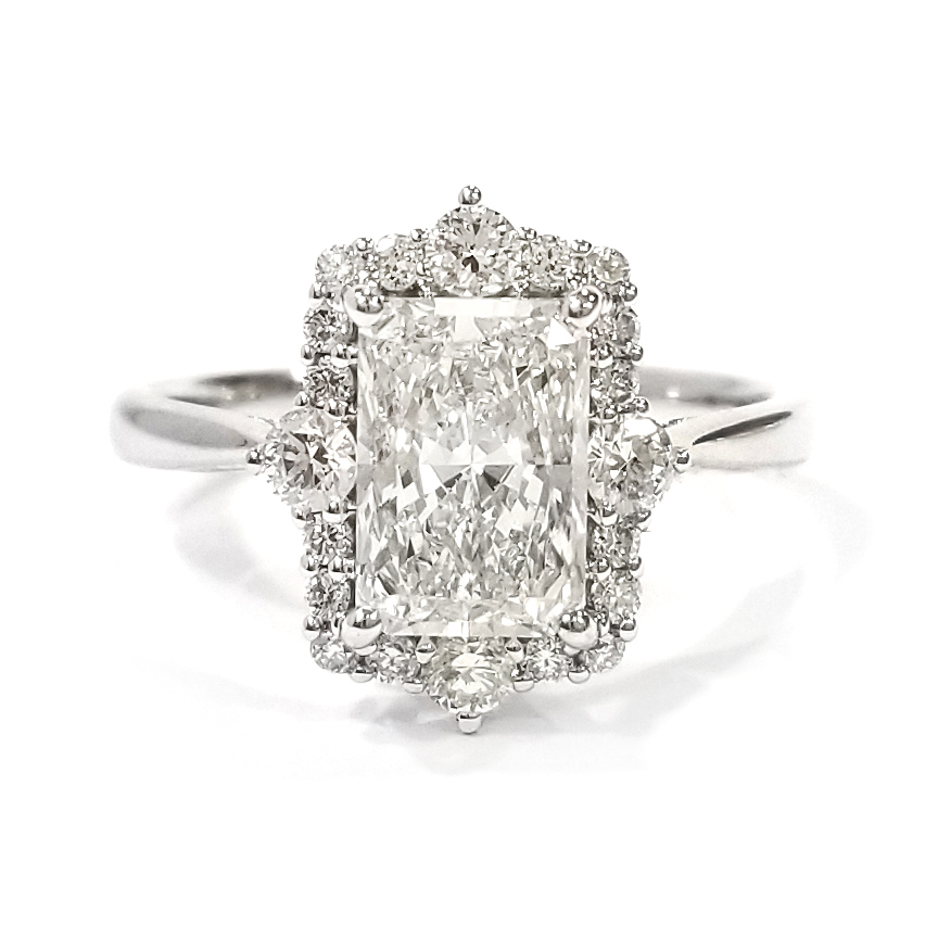 14K White Gold 1ct  Lab Grown Radiant Shape Diamond Ring