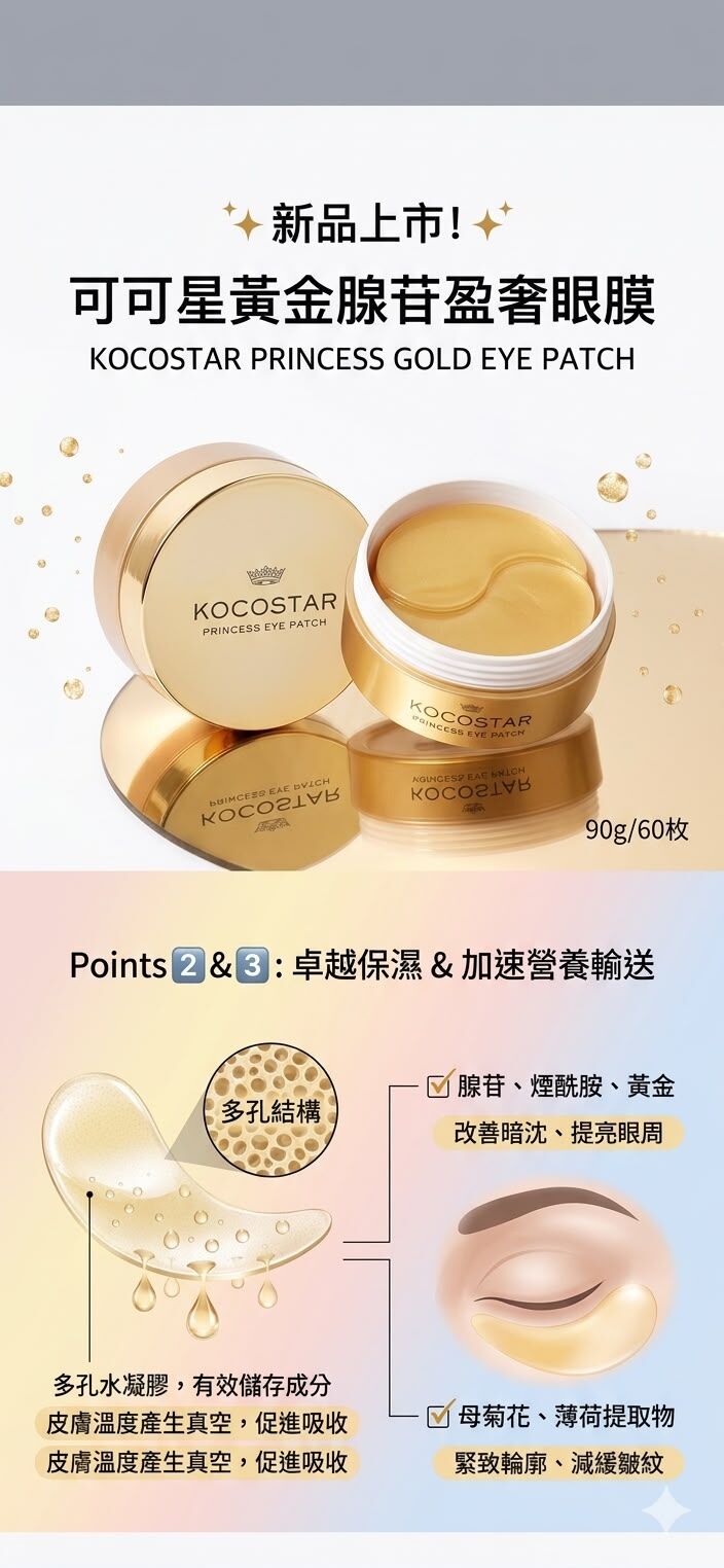 UA18  韓國🇰🇷製造(可可星)黃金腺苷眼貼 EXP27.10.08