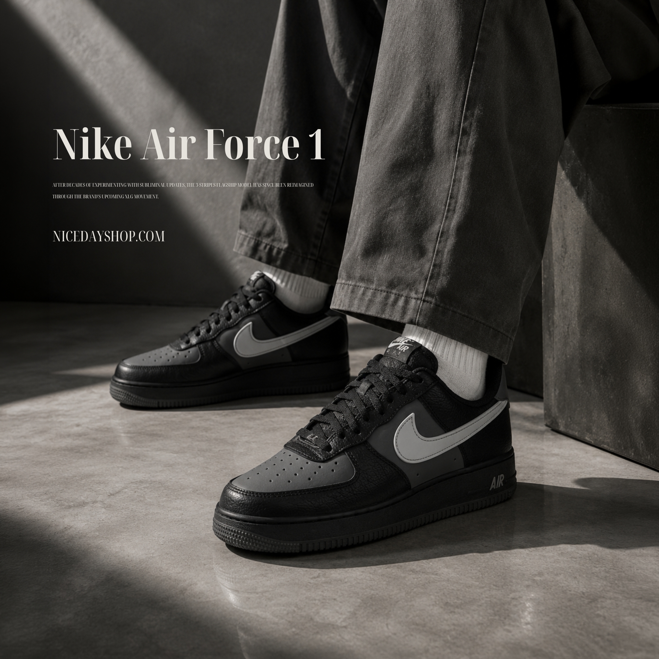 NICEDAY 代購 Nike Air Force 1 立體勾 黑灰 黑 黑白 小勾 OREO IR1475-010