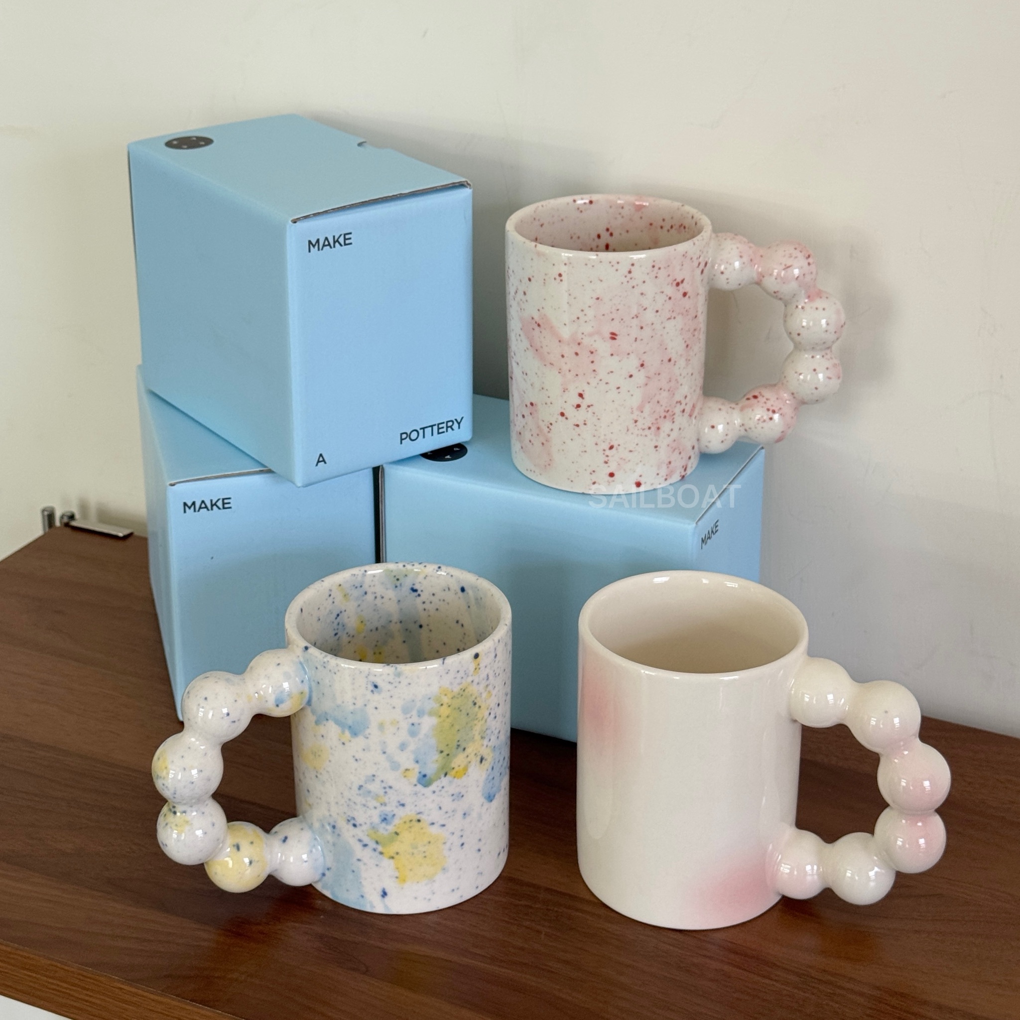 #預購 🇰🇷韓國 Make A Pottery beads arch mug 串珠造型把手馬克杯
