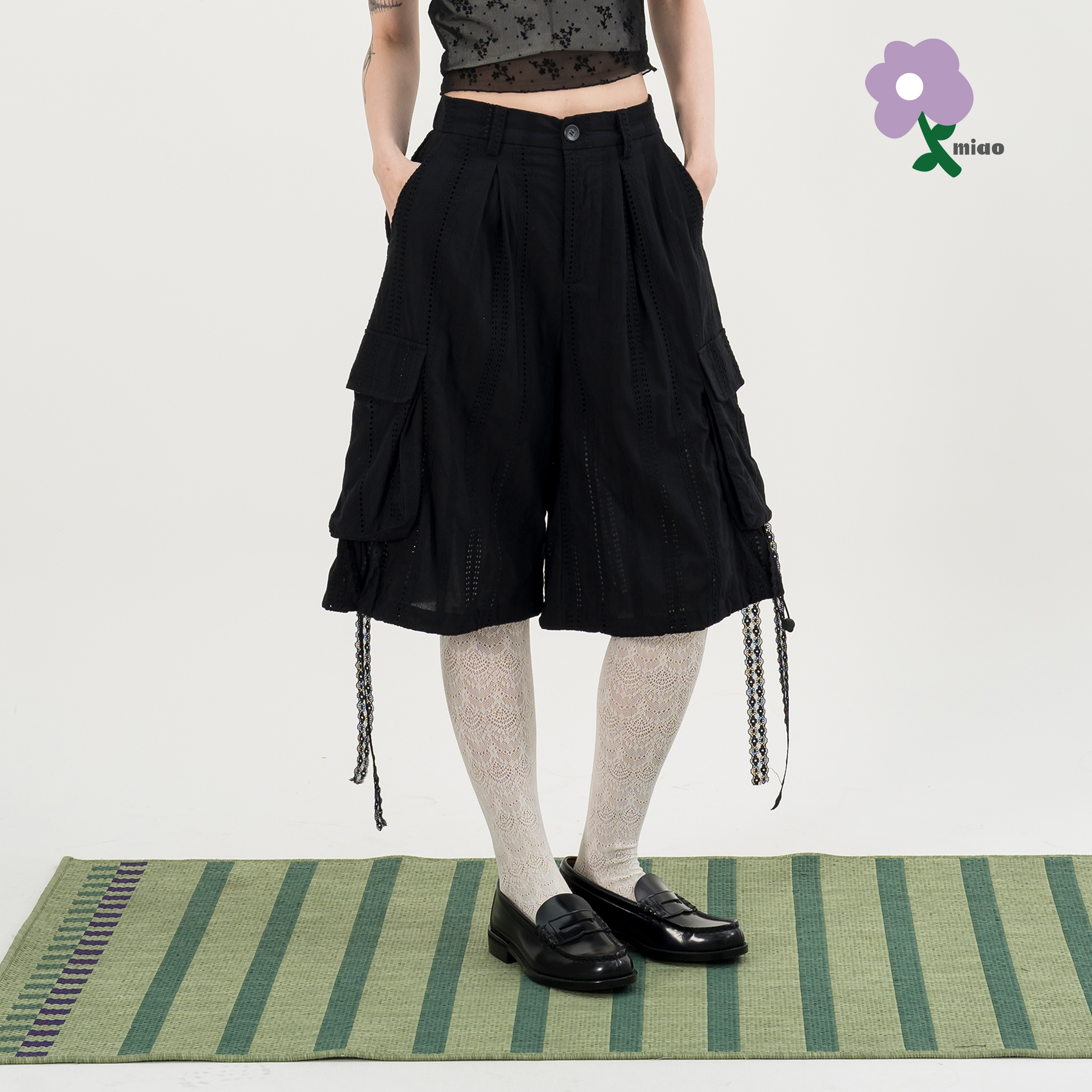 AGILITY MIAO Lace-up Cargo Shorts 繡花 六口袋短褲 [M-SL7]