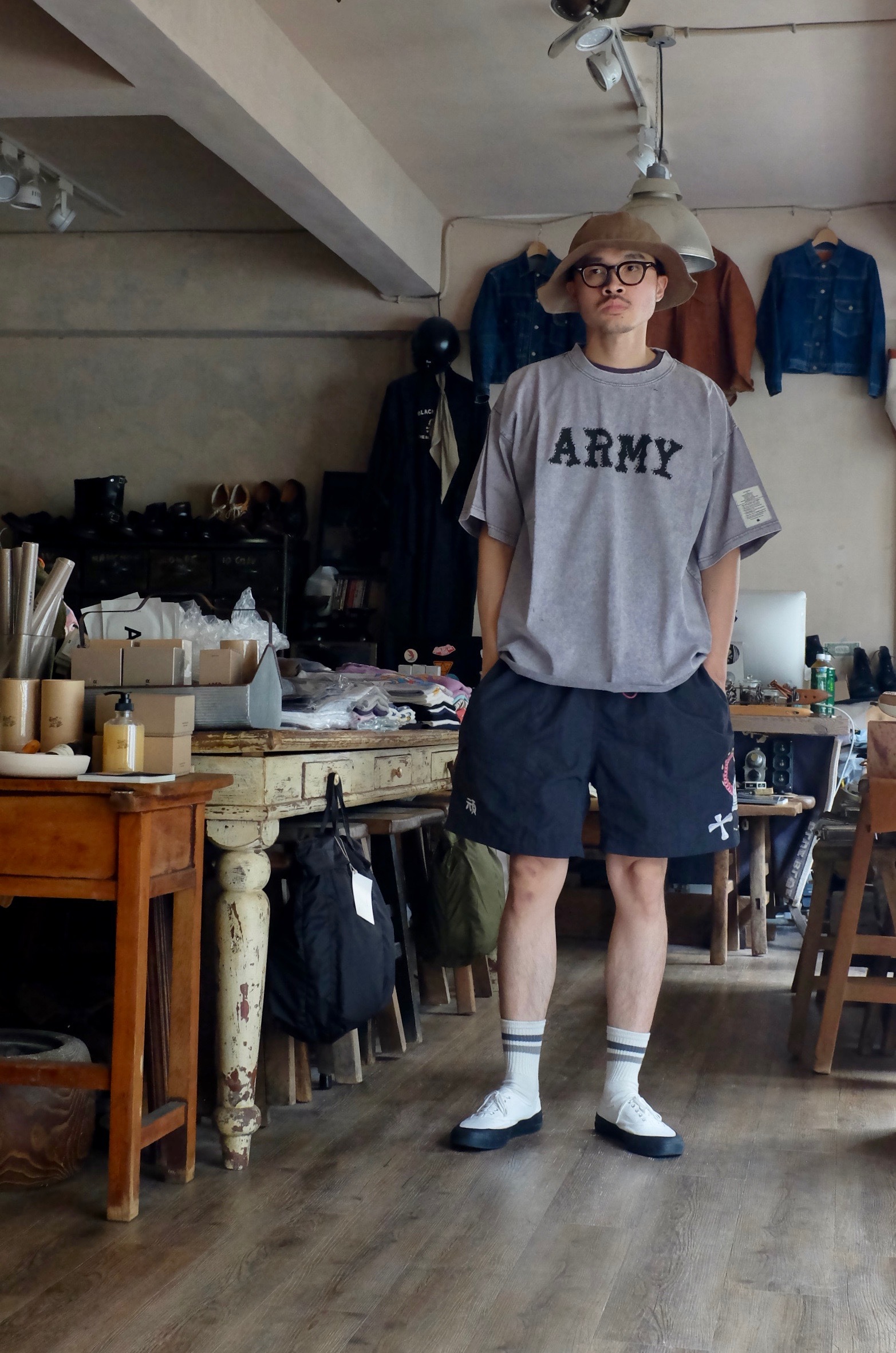 Club Stubborn The Studded Army Tee - Washed Grey