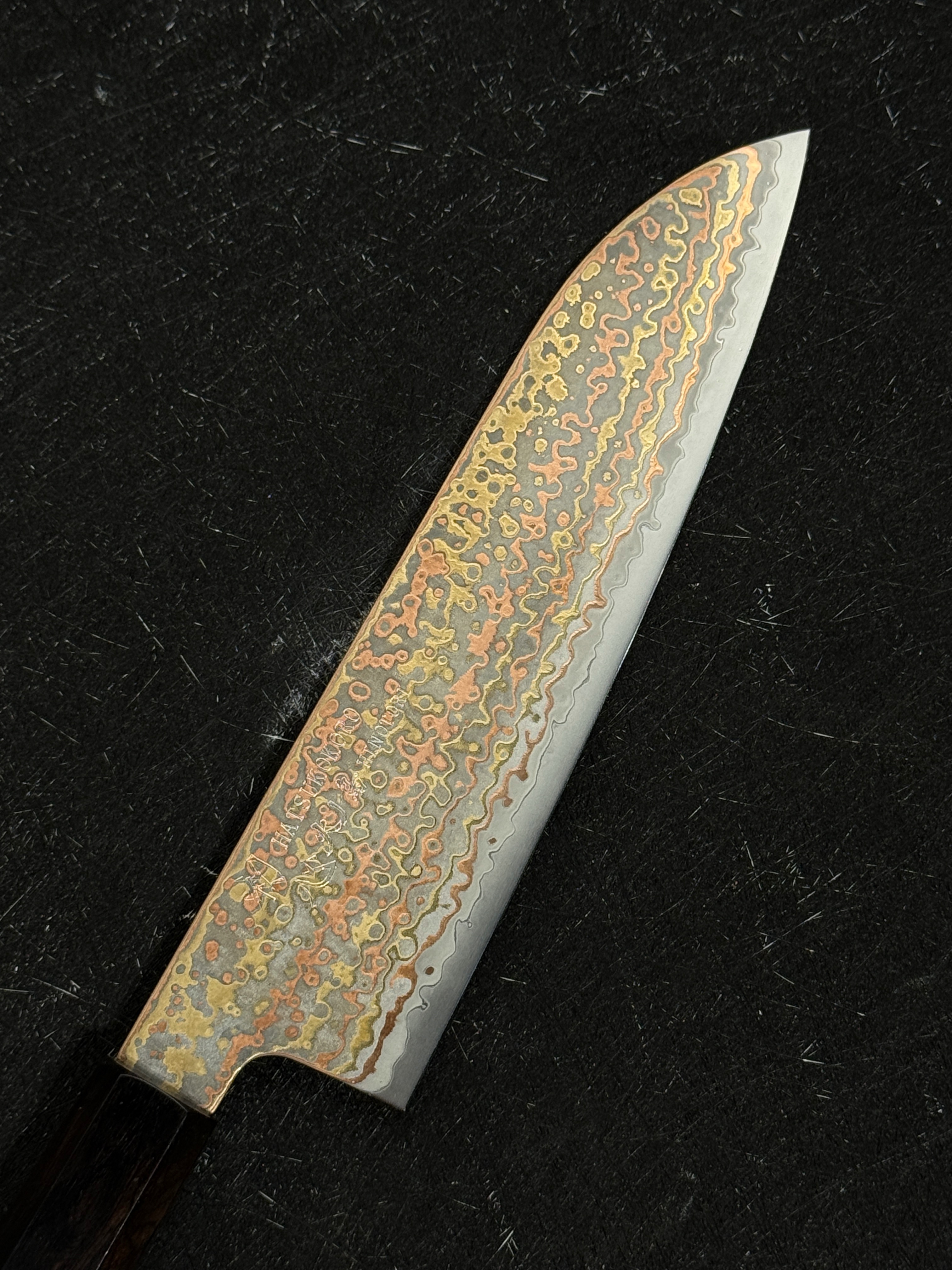 初心 火ノ鳥 V特2号 有色大馬士革鋼 三德 黑檀柄
