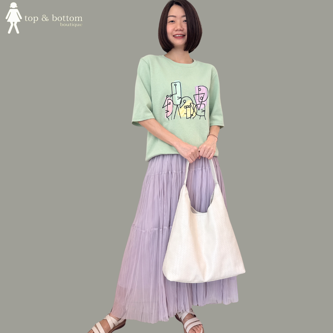 SHORT SLEEVE 3D COLOUR WORDING BLOUSE