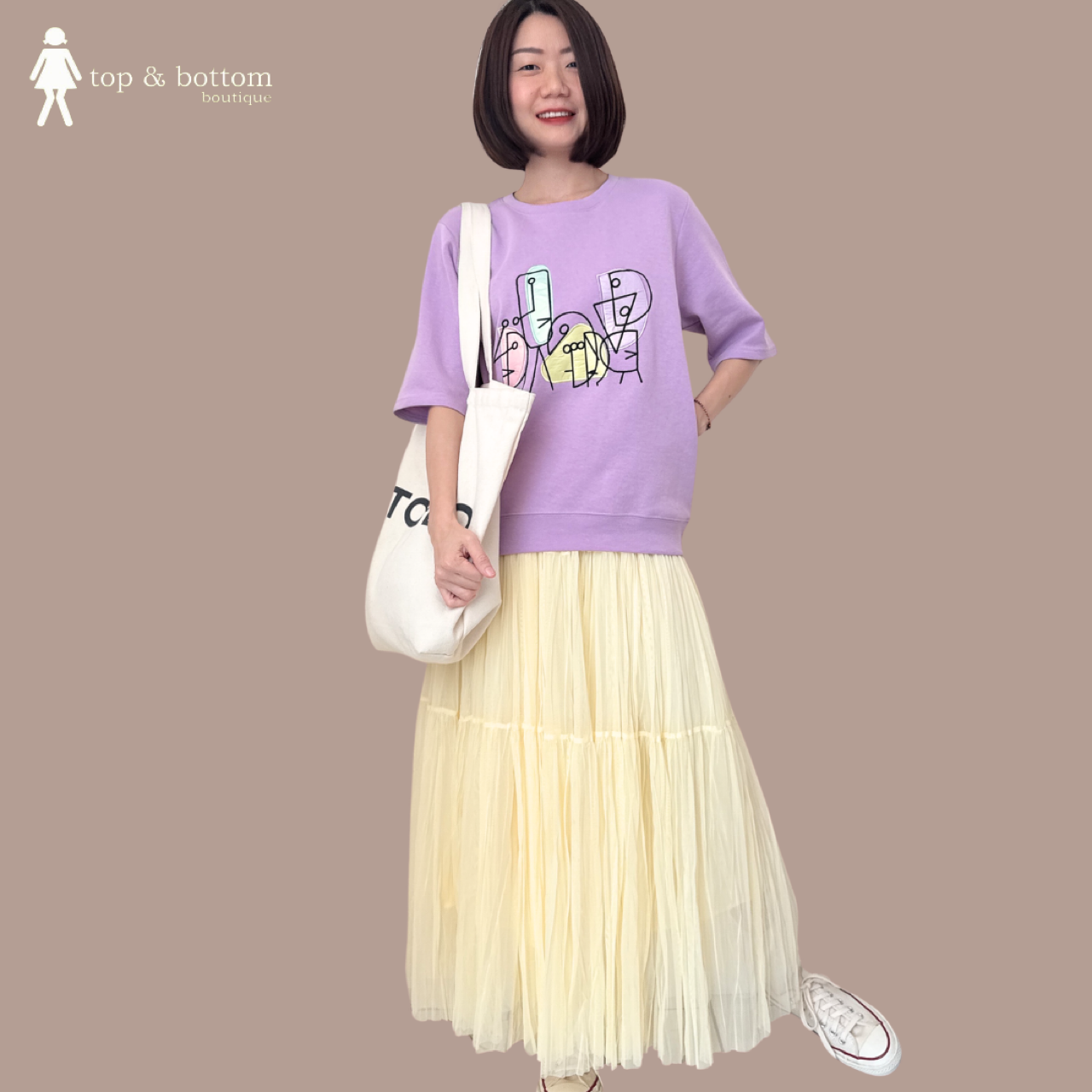 SHORT SLEEVE 3D COLOUR WORDING BLOUSE