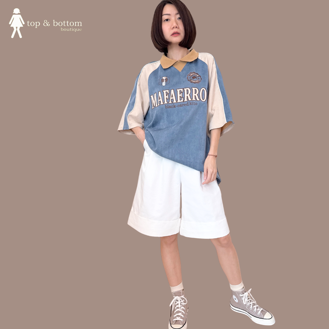 SHORT SLEEVE COLLARED SUEDE LONG TEE