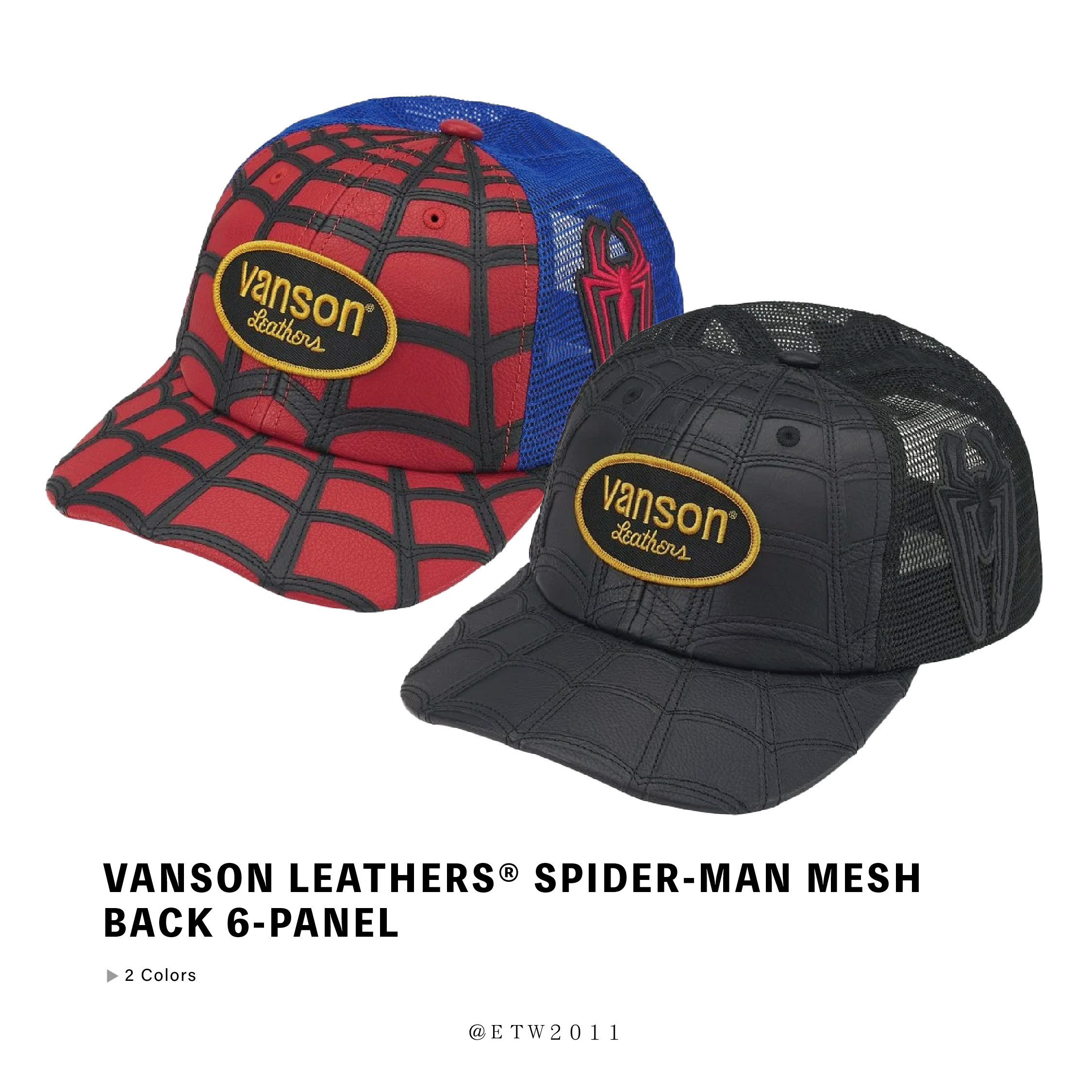 ☆ETW☆【EASY TO WEAR】SUPREME 26SS Vanson Leathers® Spider-Man Mesh Back 6-Panel 蜘蛛人 棒球帽 網帽