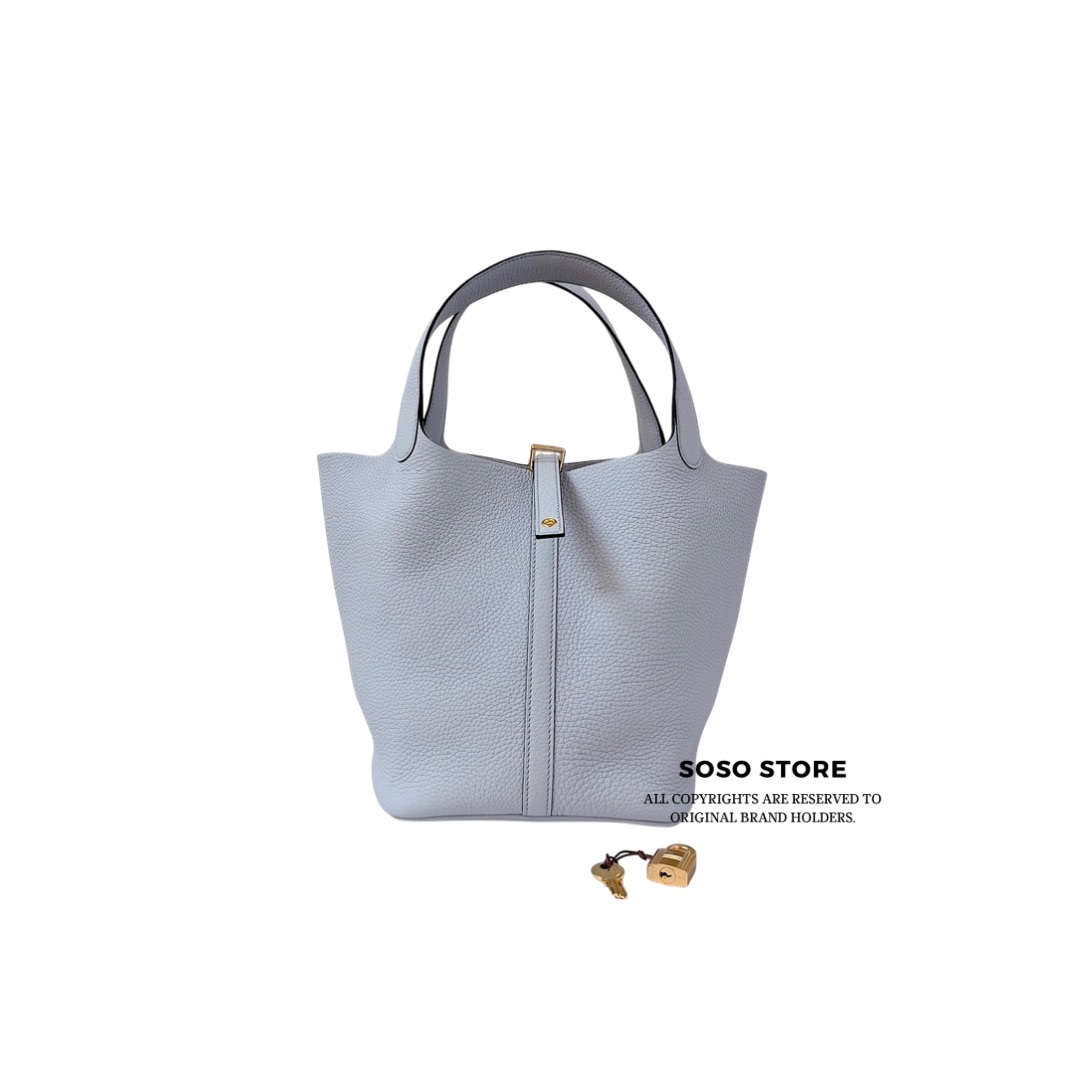 Hermes Picotin Lock - Pale Light Blue / GHW