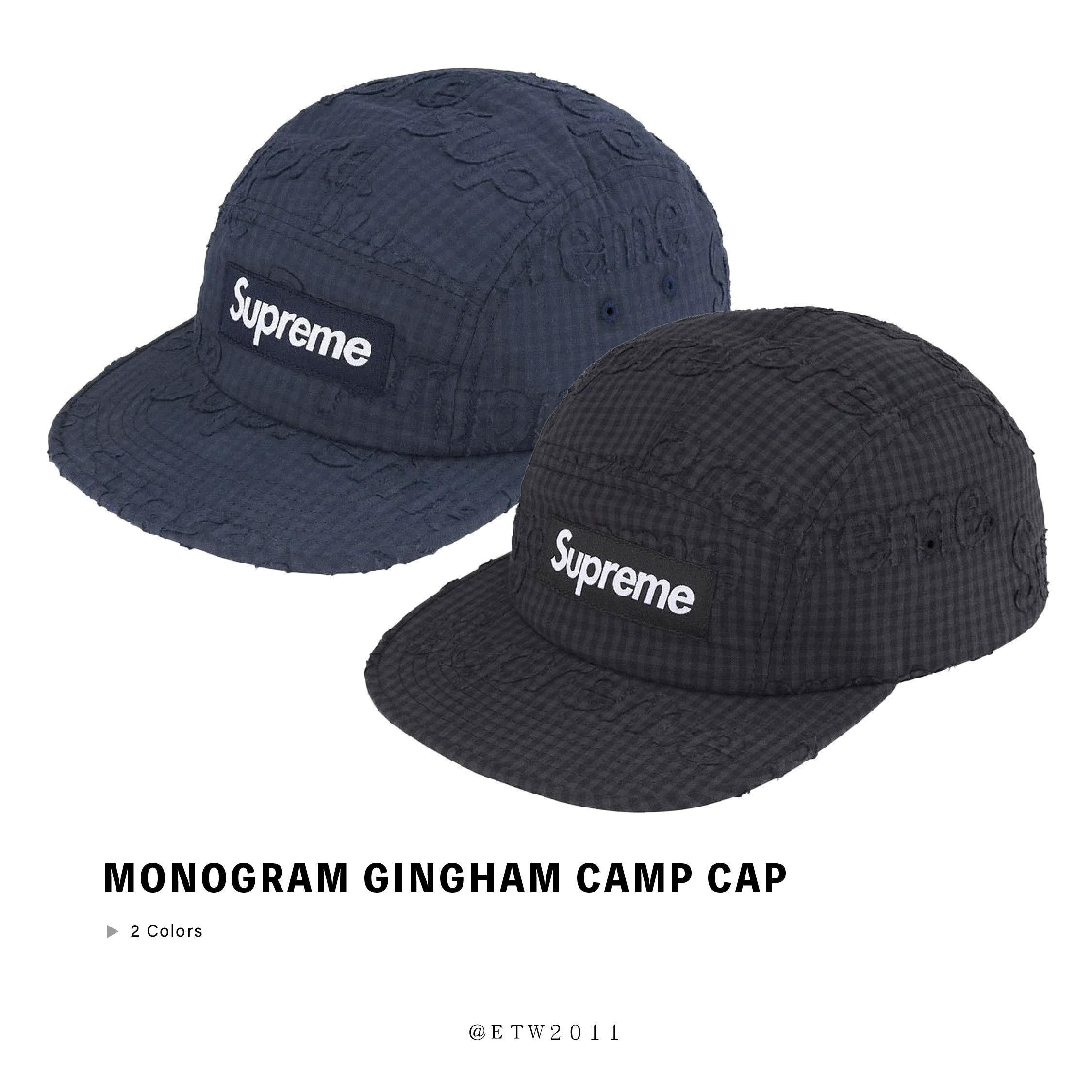 ☆ETW☆【EASY TO WEAR】SUPREME 26SS Monogram Gingham Camp Cap 老帽 五分割