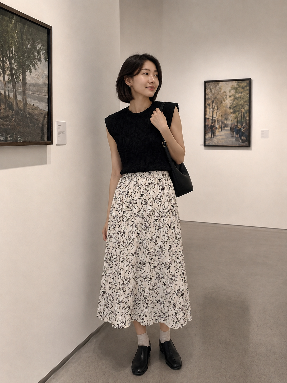 ELASTIC WAISTED CHIFFON FLORAL SKIRT