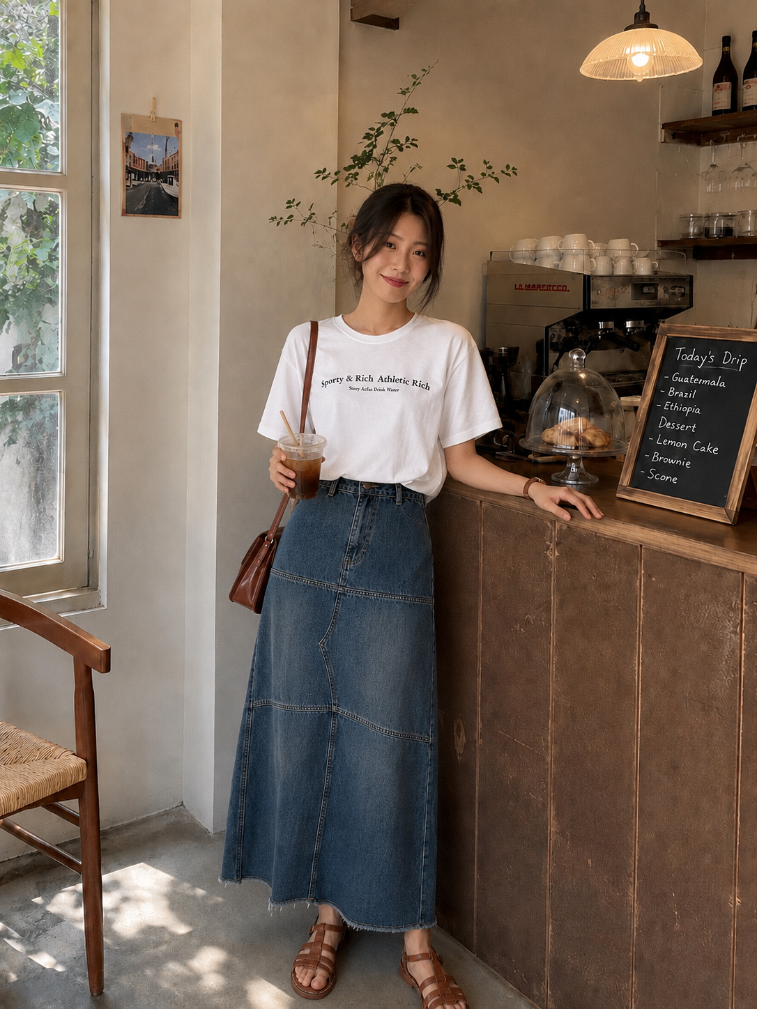 DENIM PATCHES LONG SKIRT