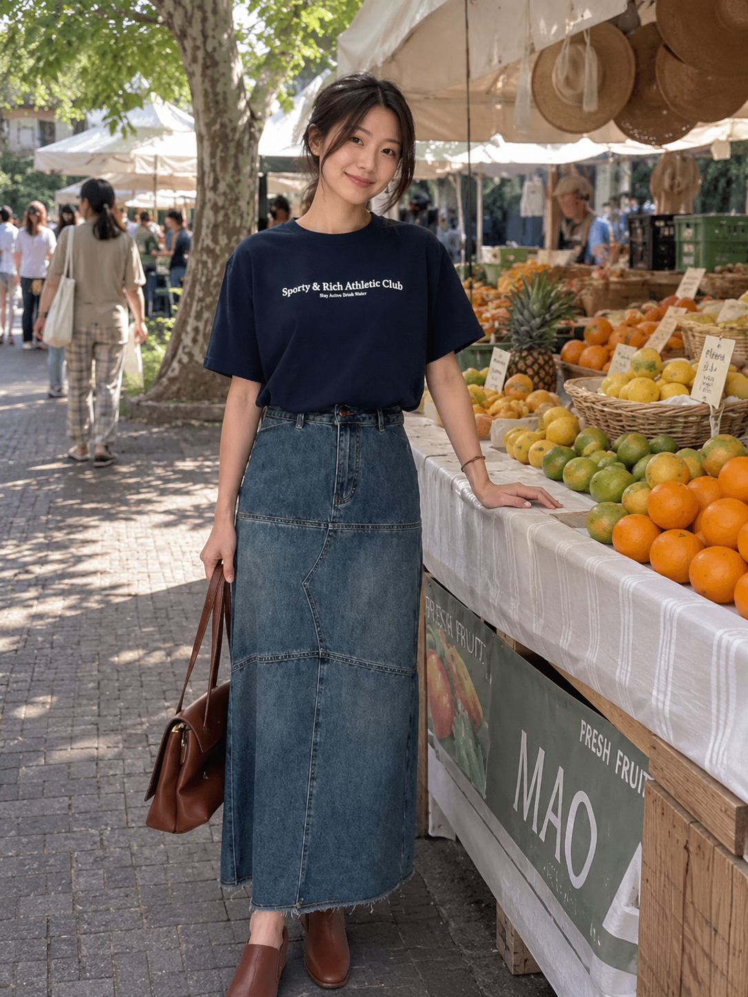 DENIM PATCHES LONG SKIRT