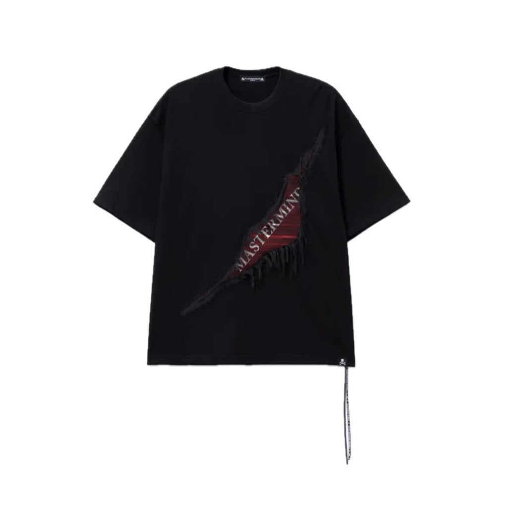 MASTERMIND WORLD  RIPPED BOXY SS TEE 破壞 圓領 骷髏 短Ｔ黑色-MW26SE1-TS053-020
