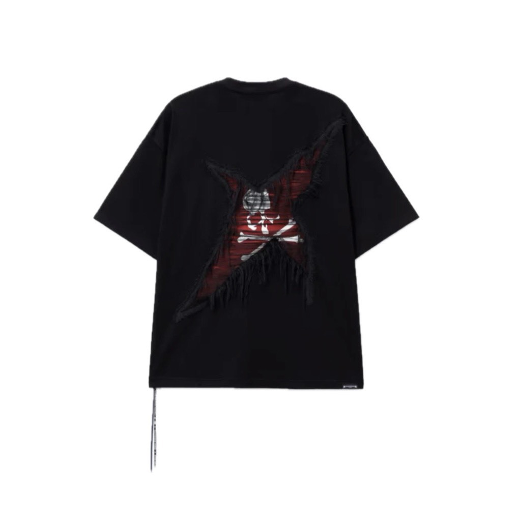 MASTERMIND WORLD  RIPPED BOXY SS TEE 破壞 圓領 骷髏 短Ｔ黑色-MW26SE1-TS053-020