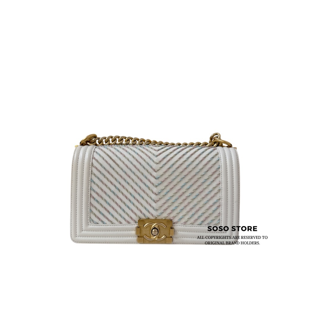 Chanel Boy 25 Bag - White / GHW