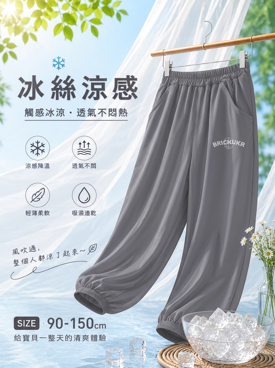 裸感碳黑 涼感防蚊褲