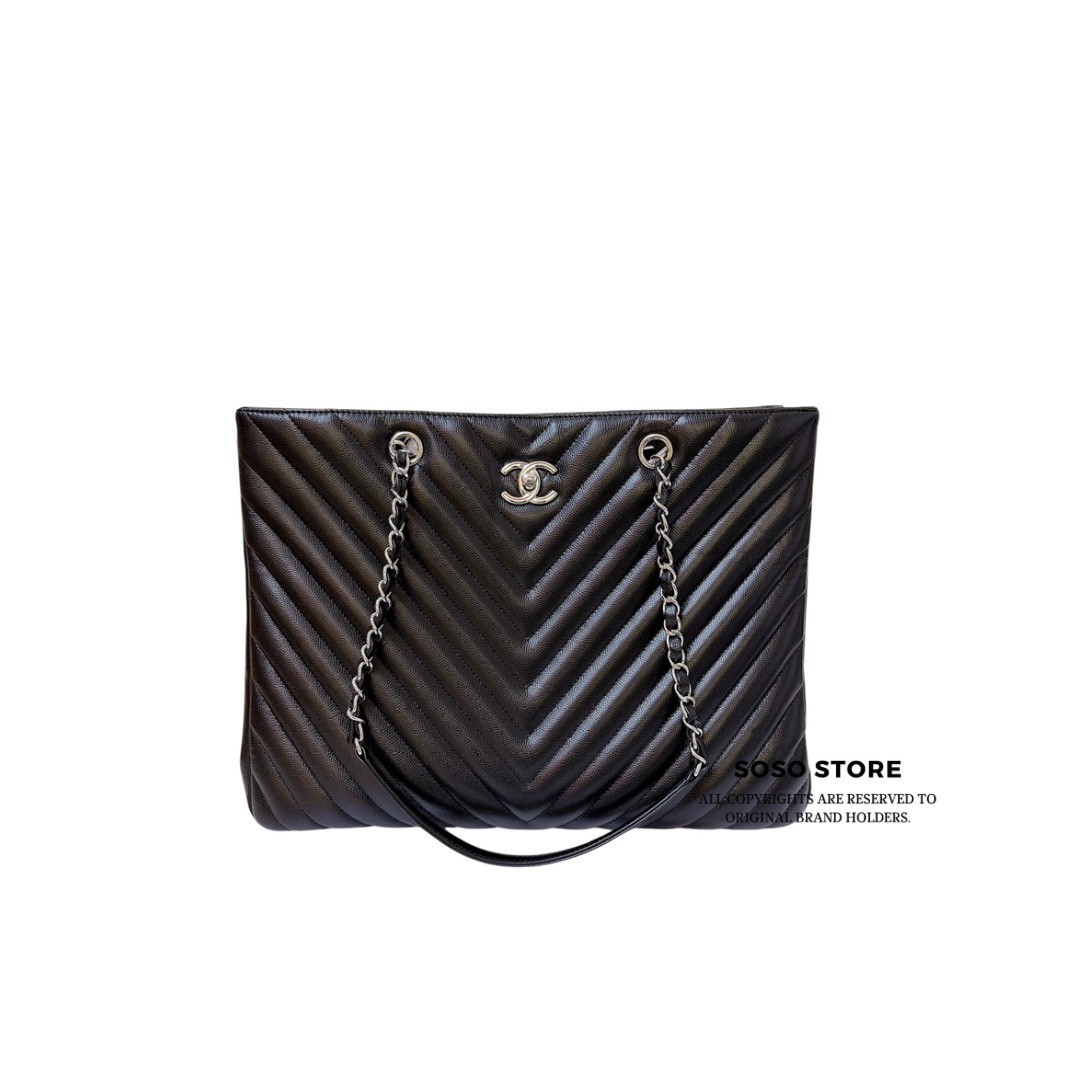 Chanel Classic CC Shopping Tote - Black / SHW