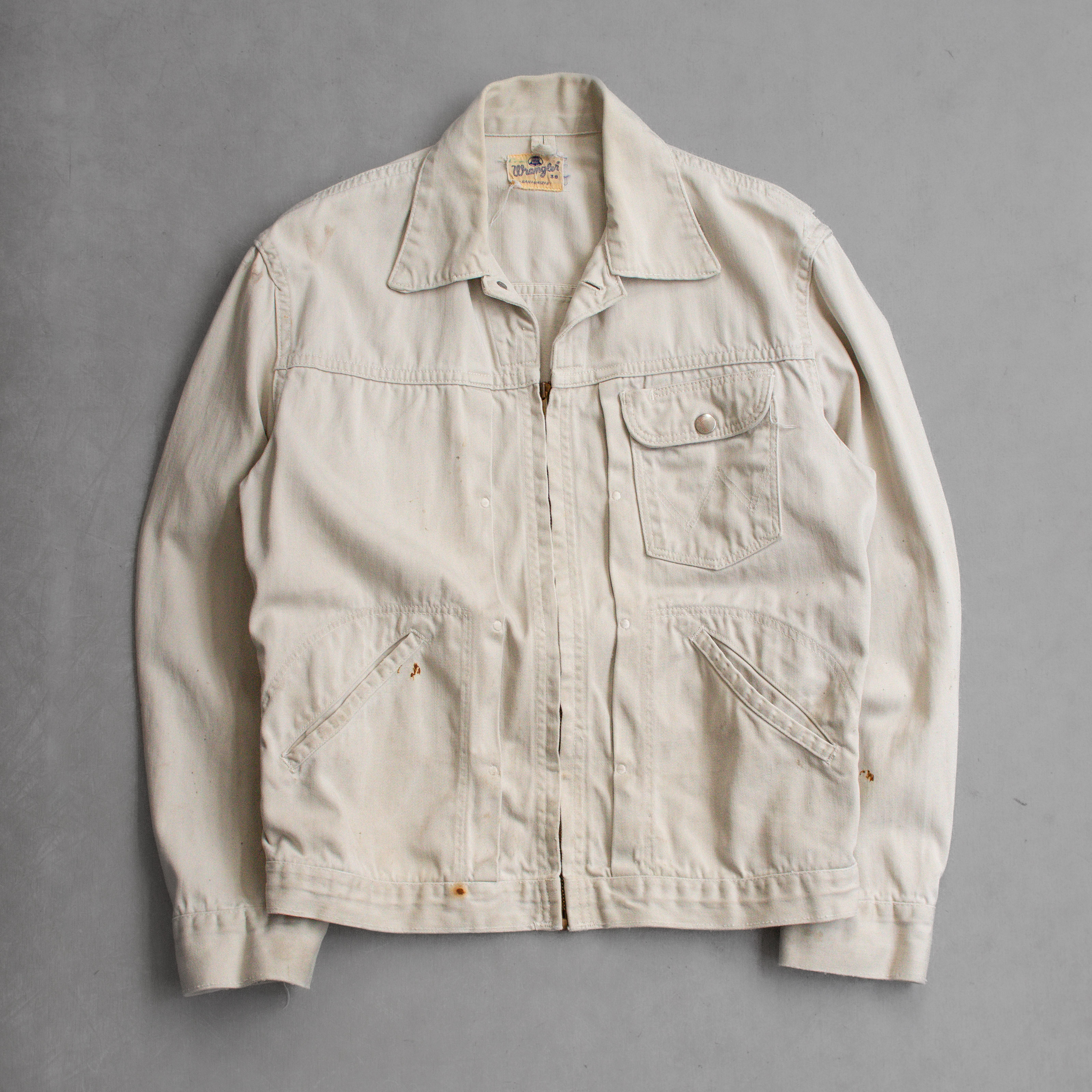 60S WRANGLER 33MJZ SATEEN JACKET 美國製 白色 拉鍊 外套 夾克