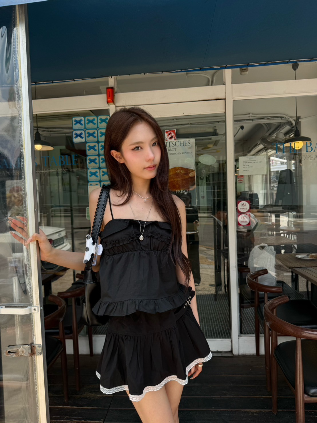 現貨! 9.amez project sugar bloom cami 品牌荷葉邊上衣 (black)