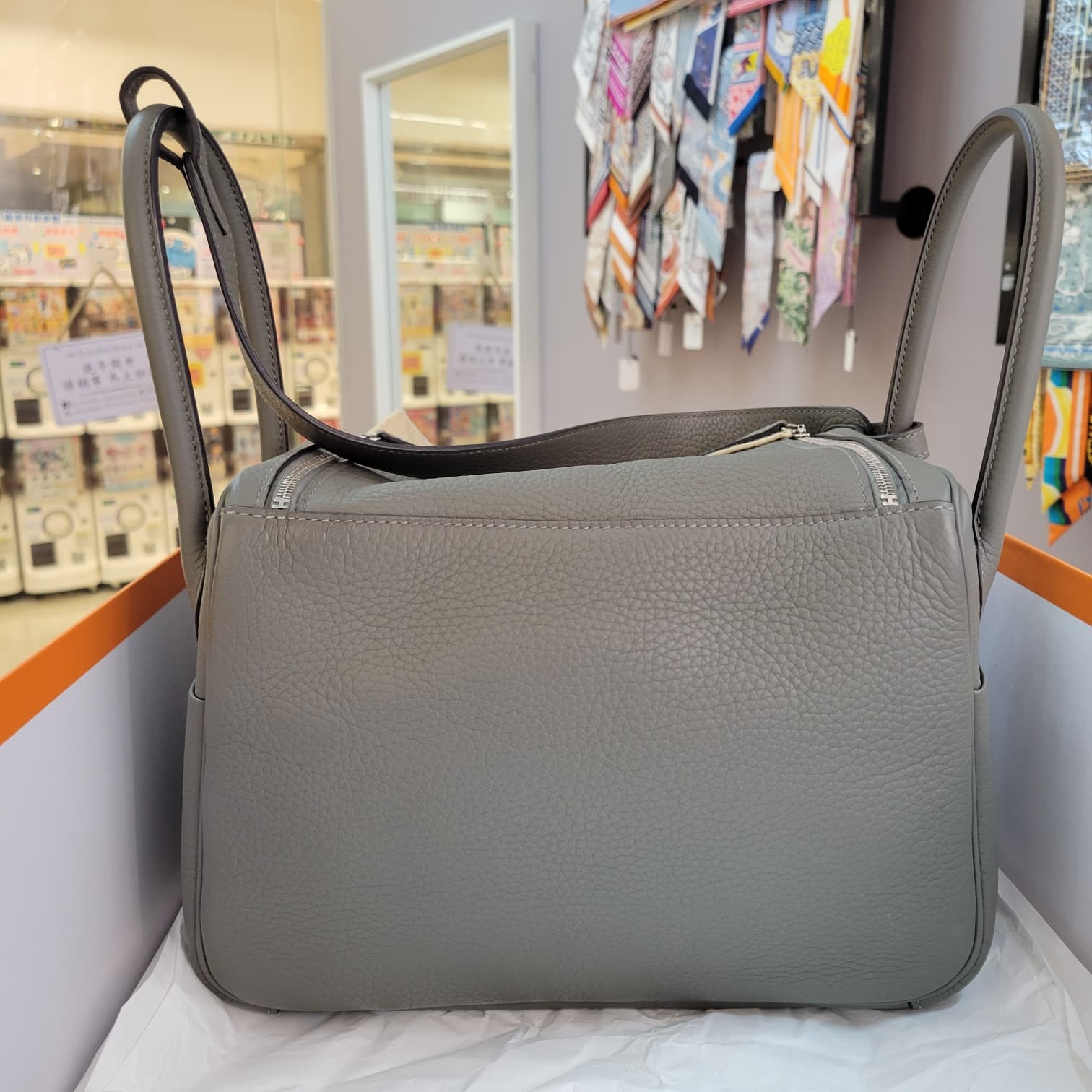 98%NEW HERMES Lindy 26 0L Gris Meyer CK TC 0L積雨雲灰 銀扣