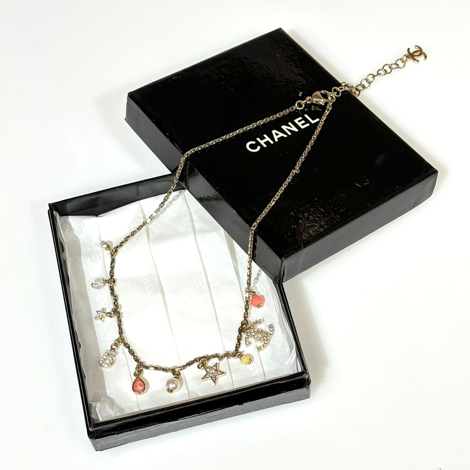 95%NEW二手CHANEL頸鏈 復古金珠珠/星星鏈 香奈兒NECKLACE #香榭站正品